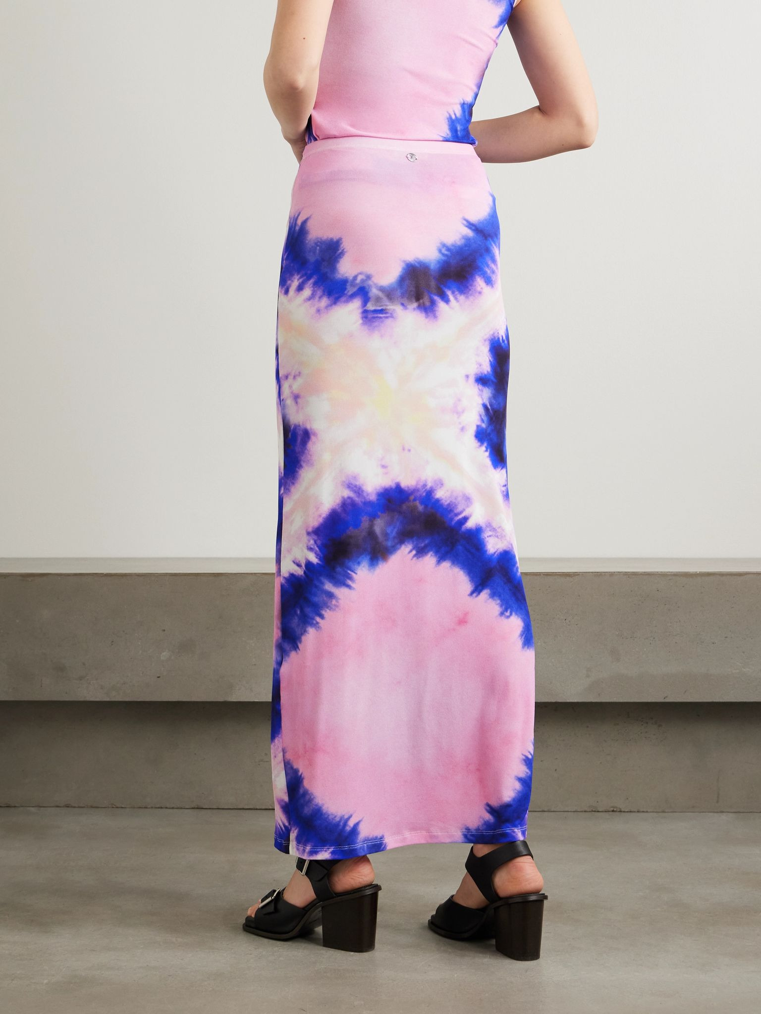 Tie-dyed stretch-crepe maxi skirt Pink - 3
