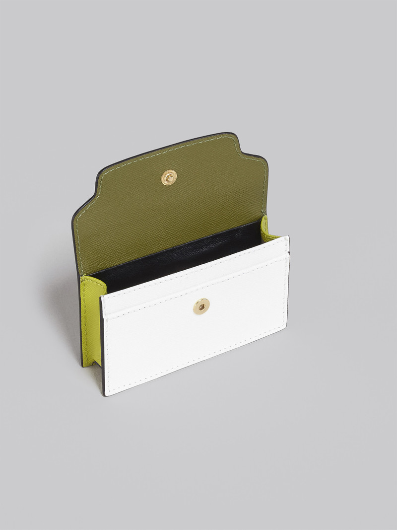 Marni GREEN AND WHITE SAFFIANO BUSINESS CARD CASE outlook