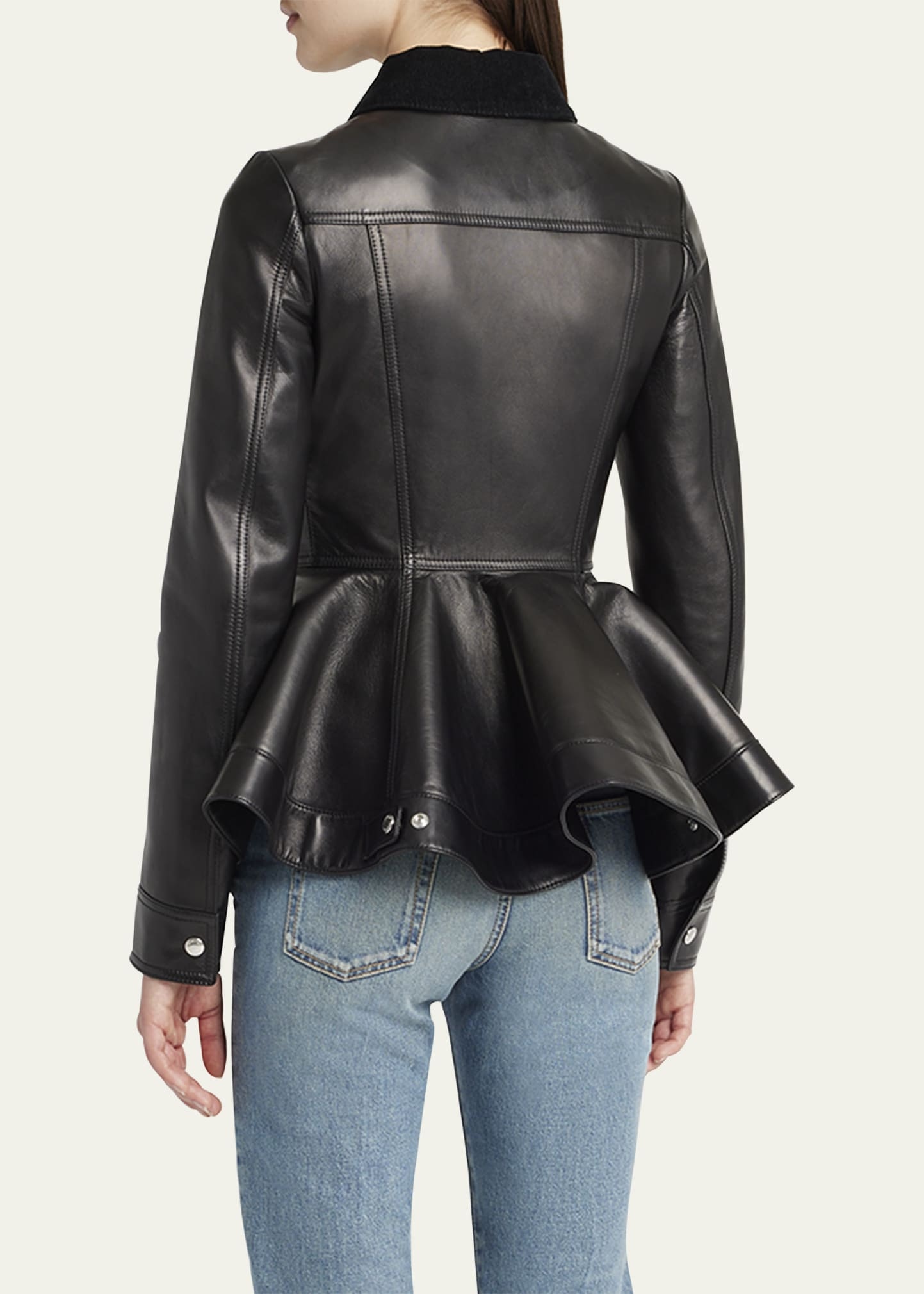 Leather Bird Peplum Jacket - 3