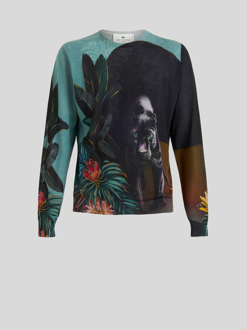 SILK AND CASHMERE JUMPER WITH PANTHER 1
