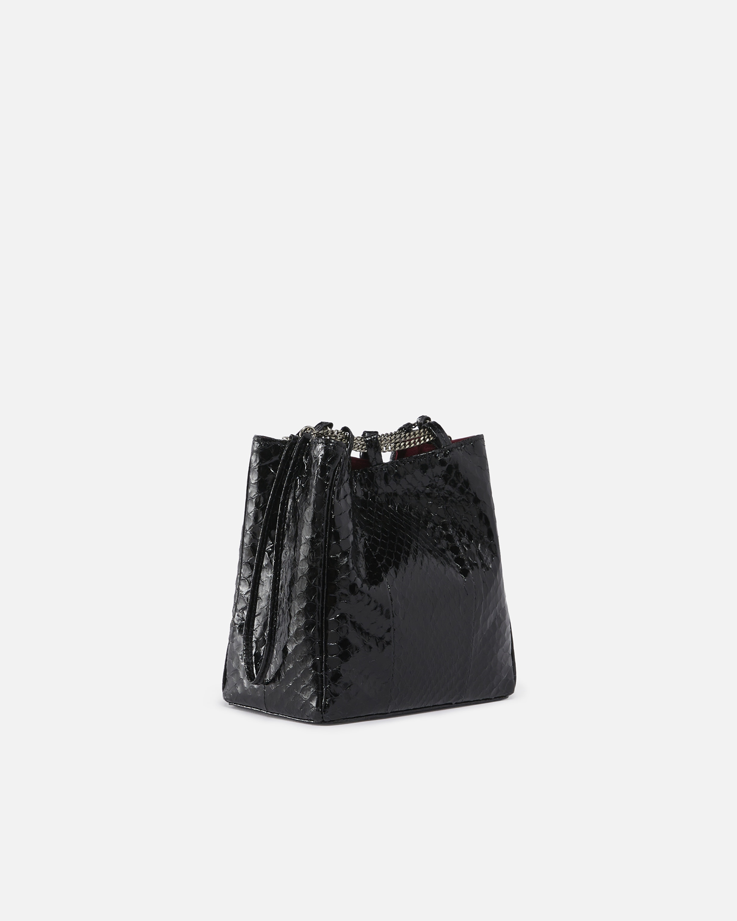 GLOSSY REPTILE MINI BUCKET CLUTCH BAG PINKO GALLERIA - 2