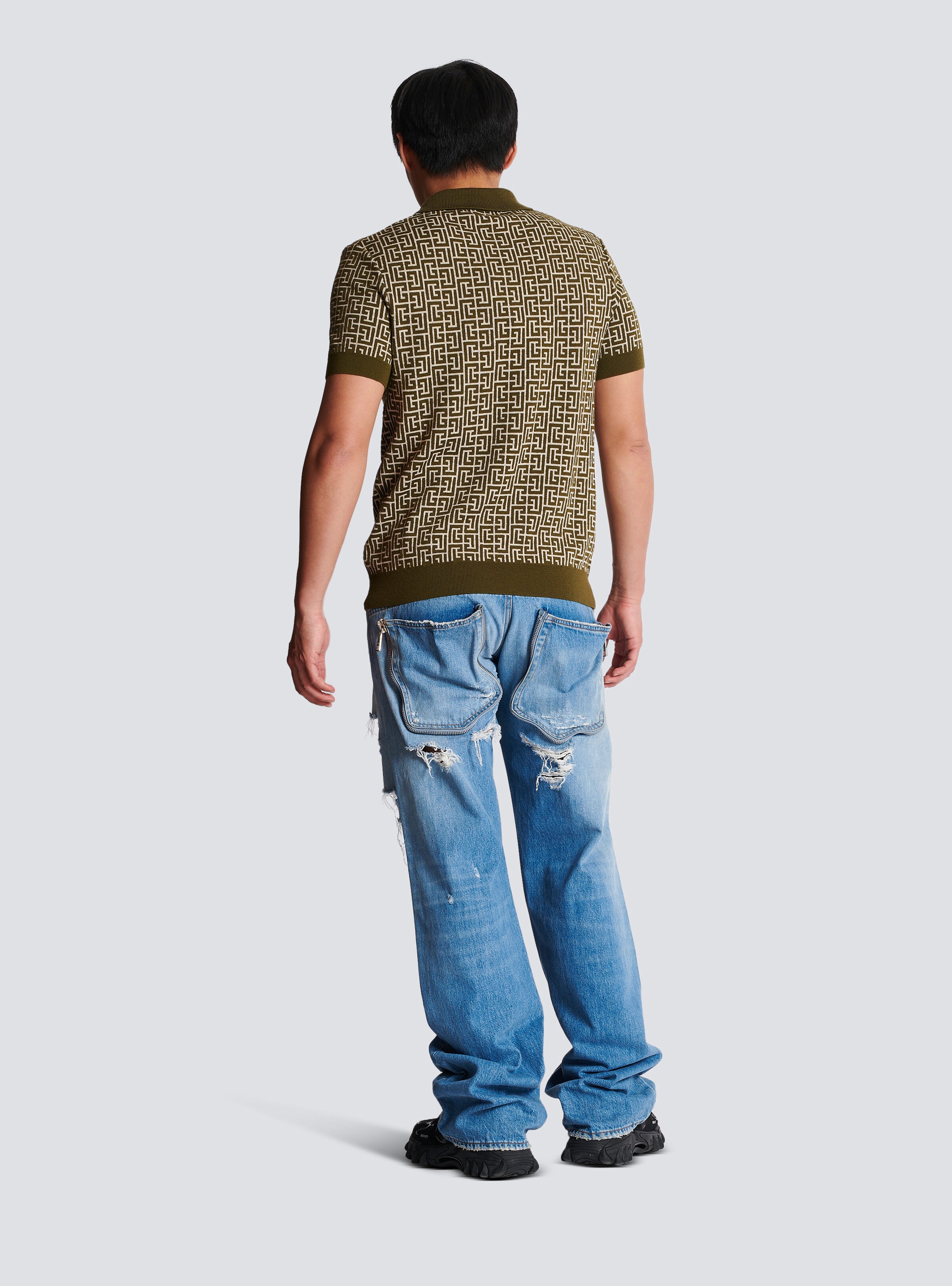 Wool polo shirt with monogram - 4