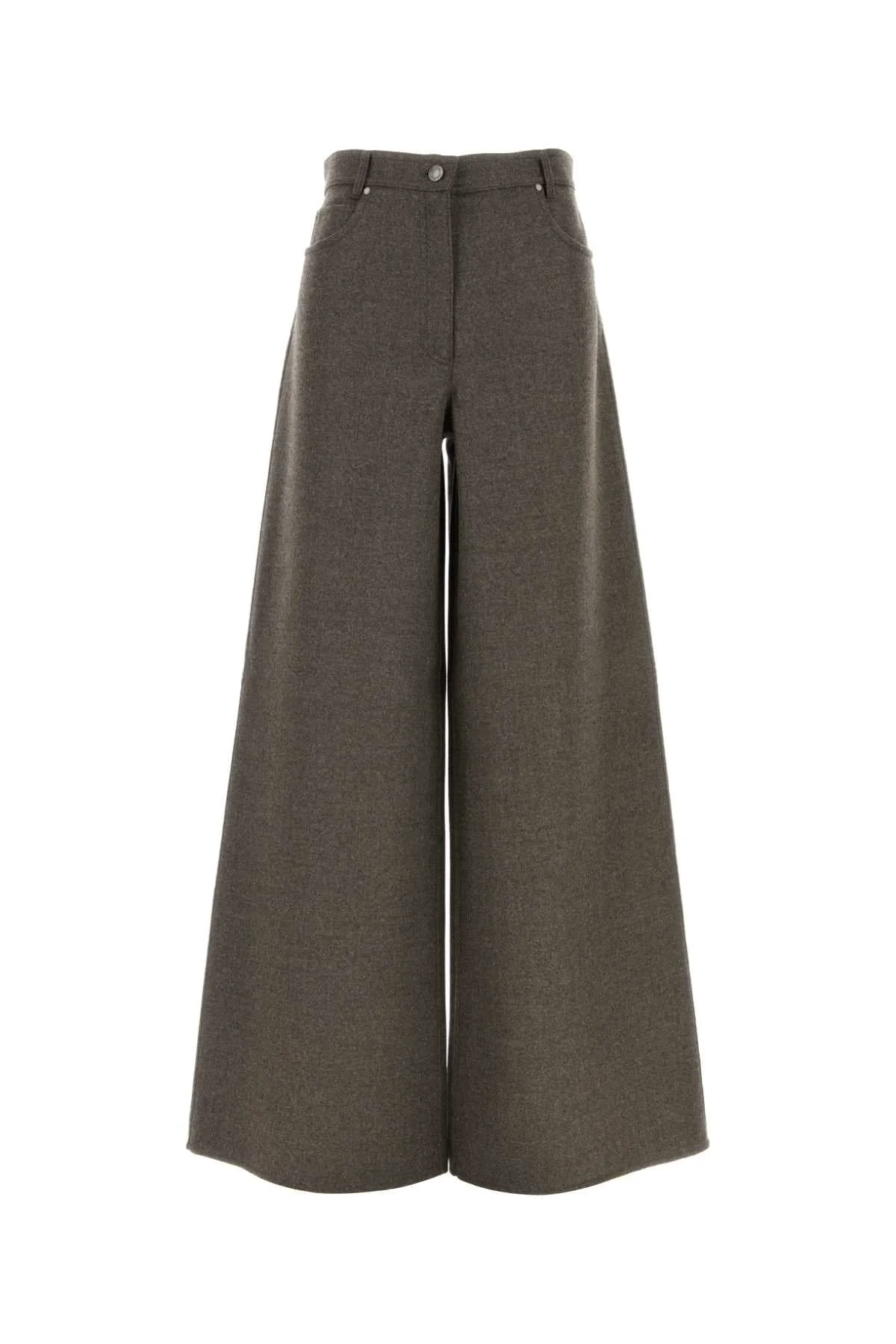 Max Mara Women Brown Wool Gennaio Wide-Leg Pant - 1