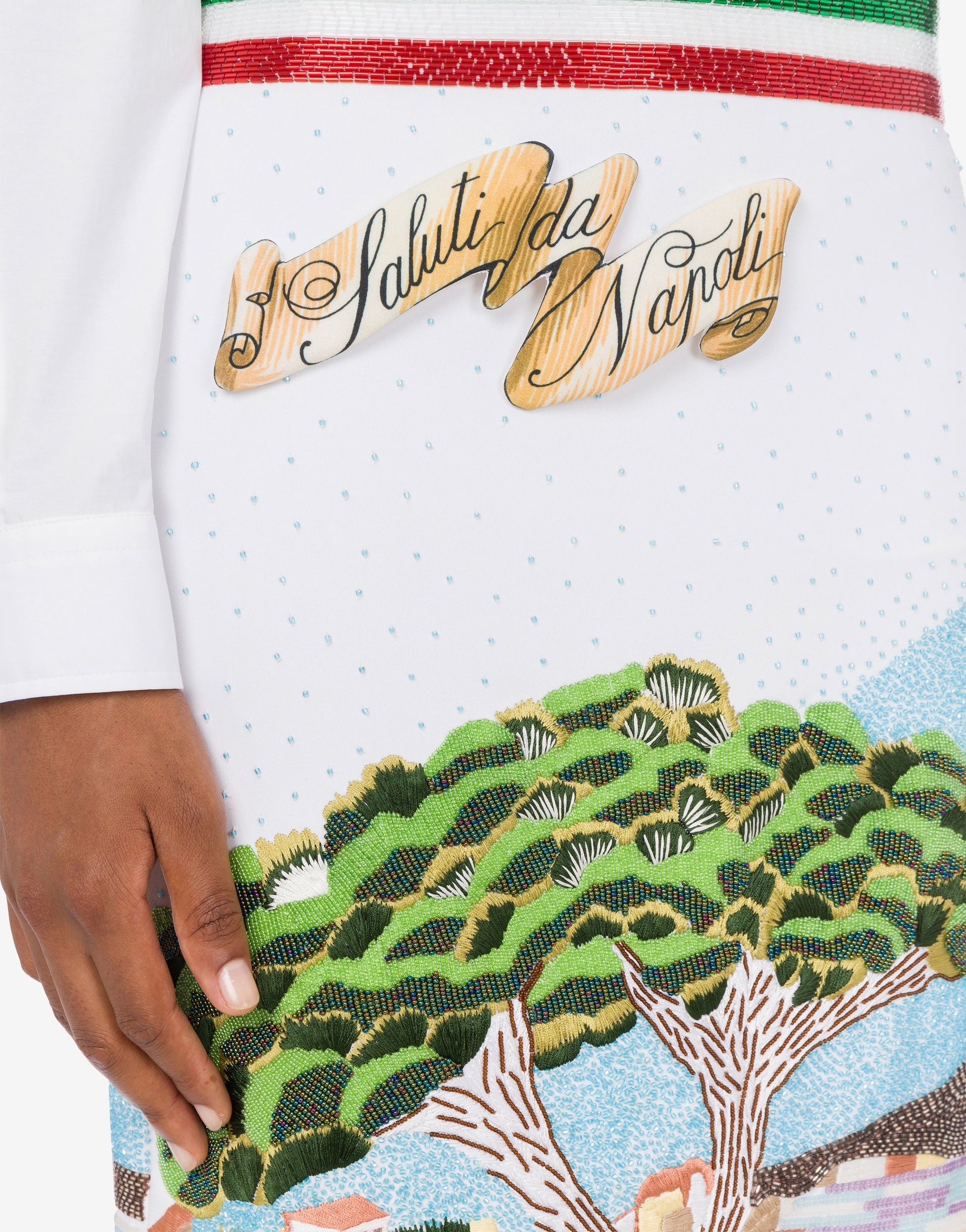 CREPE SKIRT WITH ""GREETINGS FROM NAPLES"" EMBROIDERY - 3