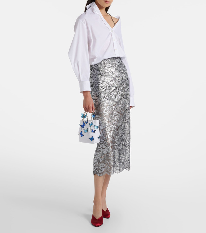 AQUAZZURA Papillon Mini appliqué raffia tote bag outlook