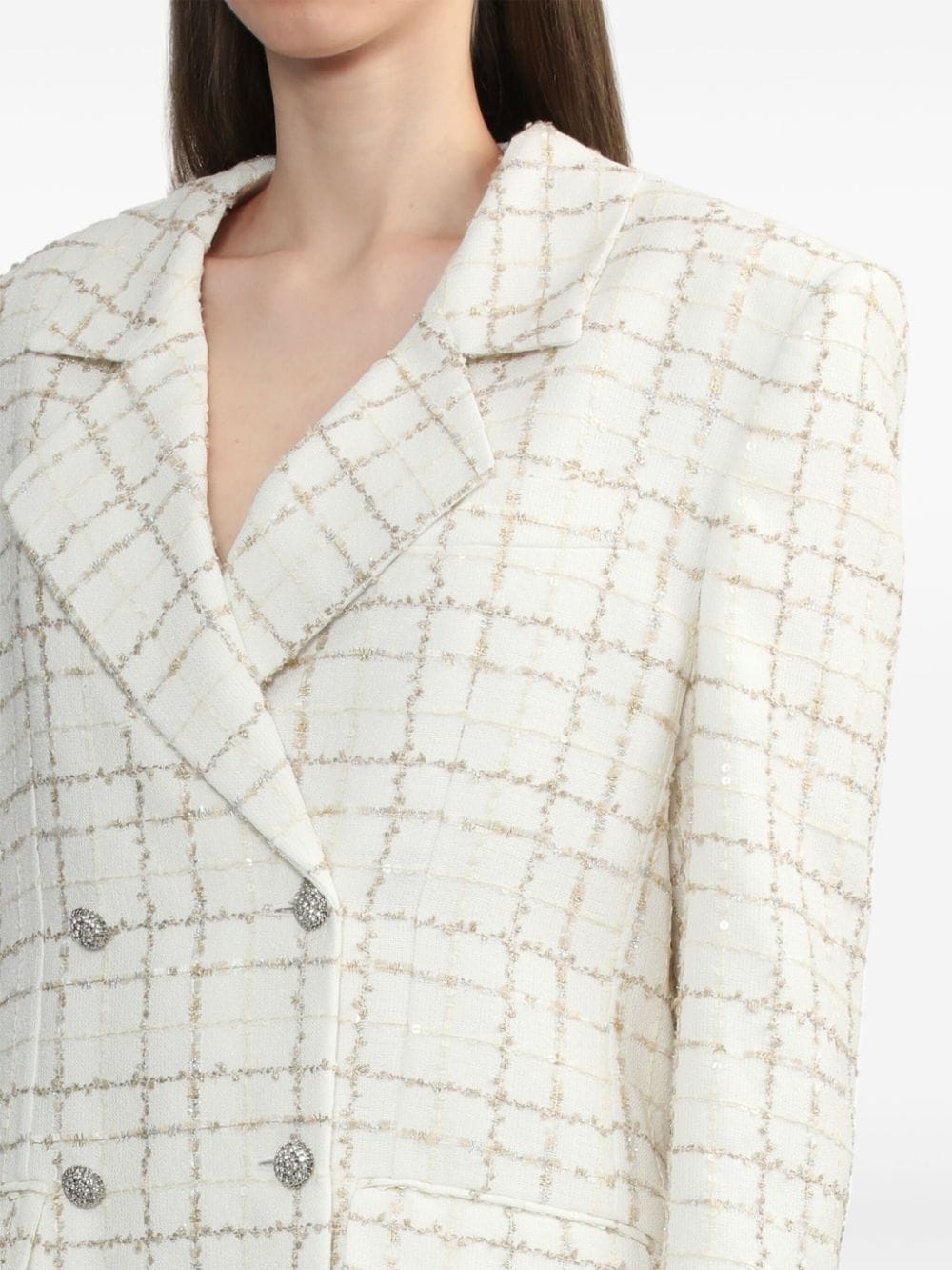 double-breasted tweed blazer - 5