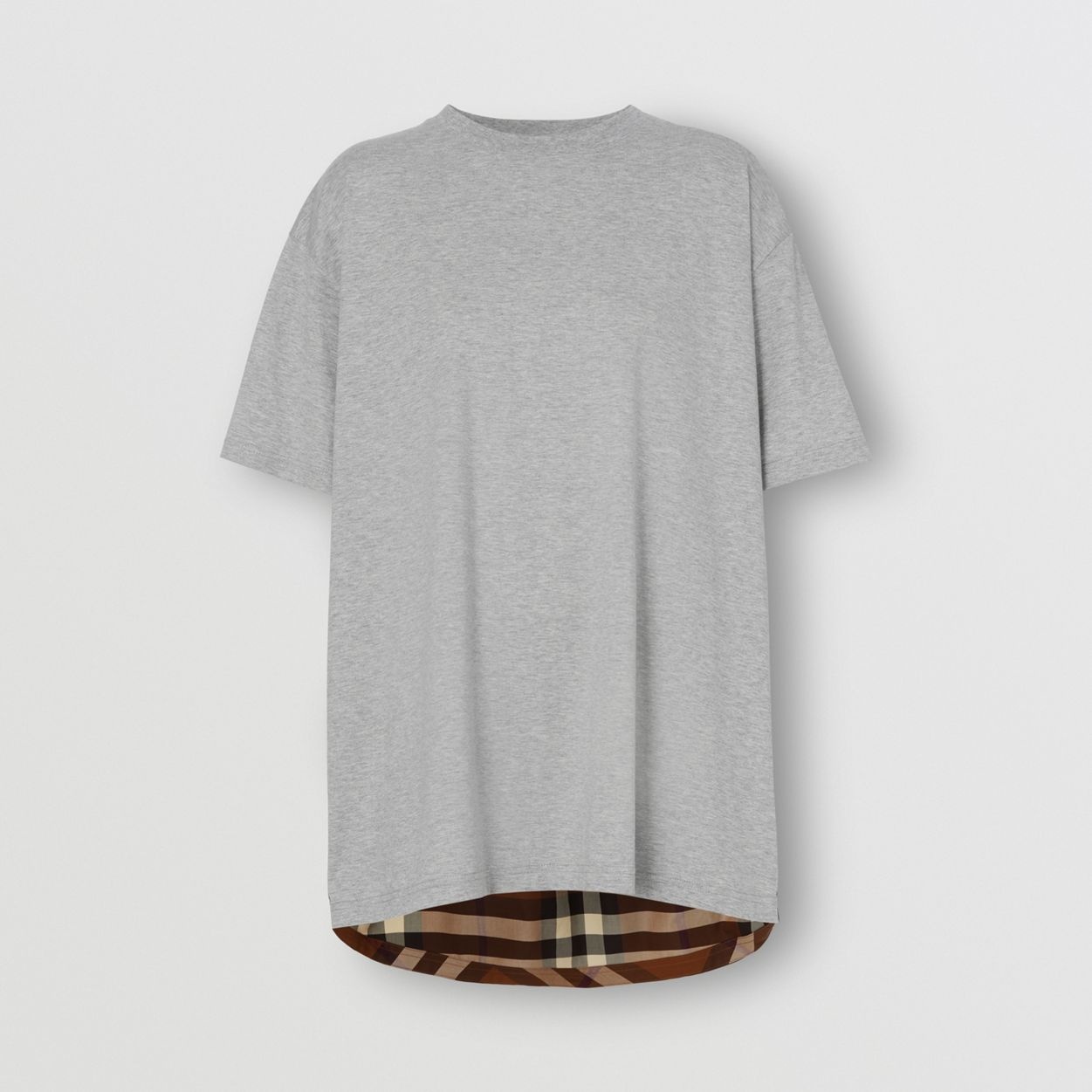 Check Panel Cotton Oversized T-shirt - 1