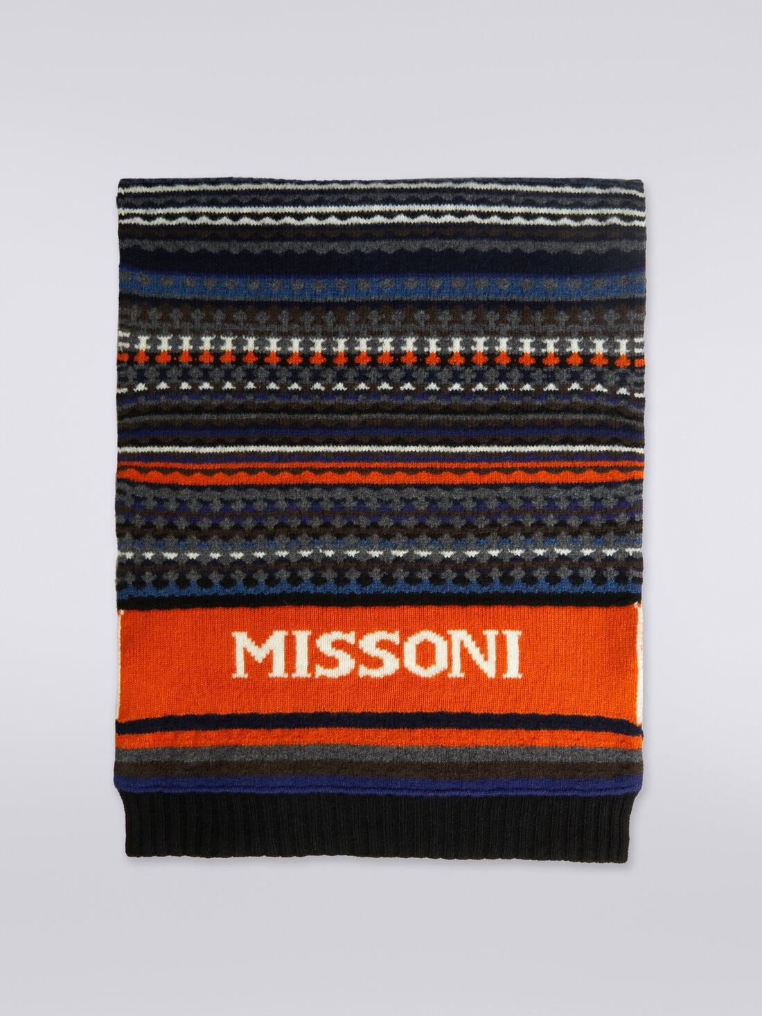 Jacquard wool scarf with logo - 1