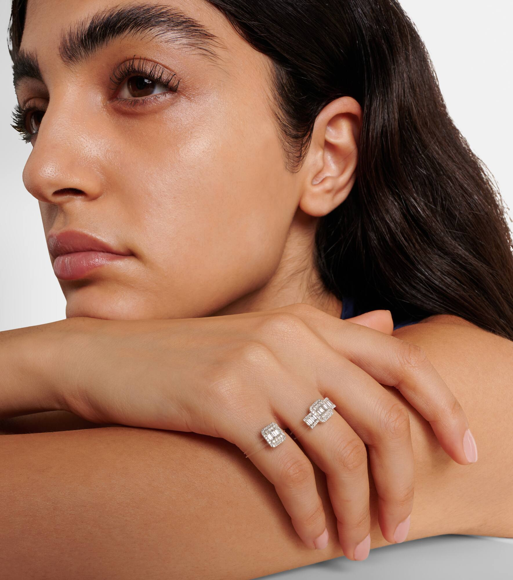 Floating 18kt white gold ring with diamonds - 3