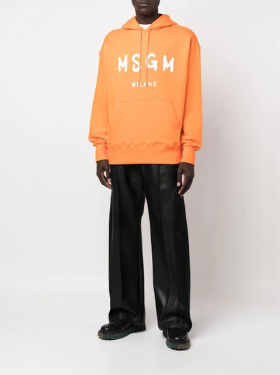 MSGM brushed logo-print hoodie outlook