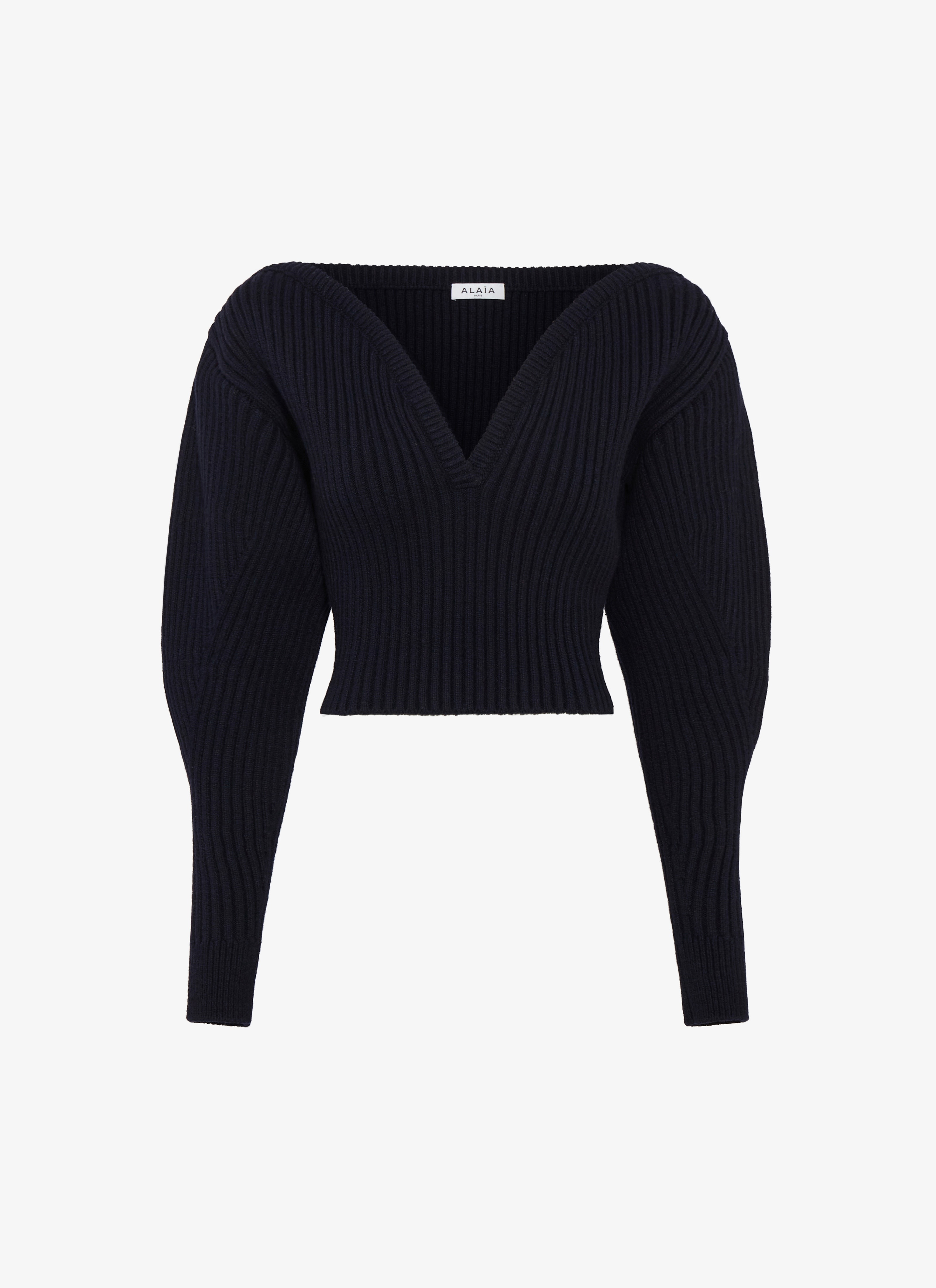 WOOL CASHMERE HEART RIB SWEATER - 1
