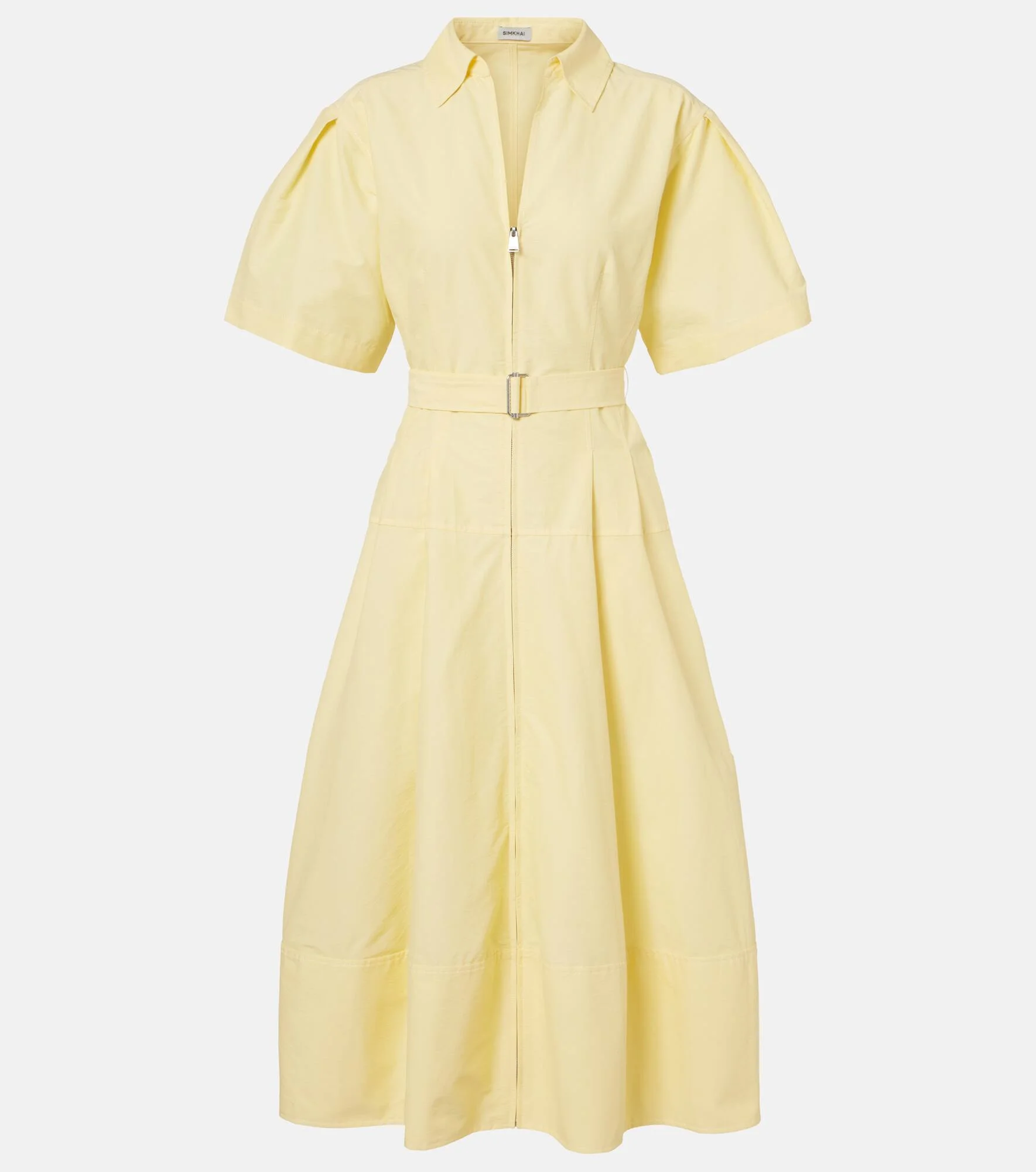 Belted cotton-blend shirt dress - 1
