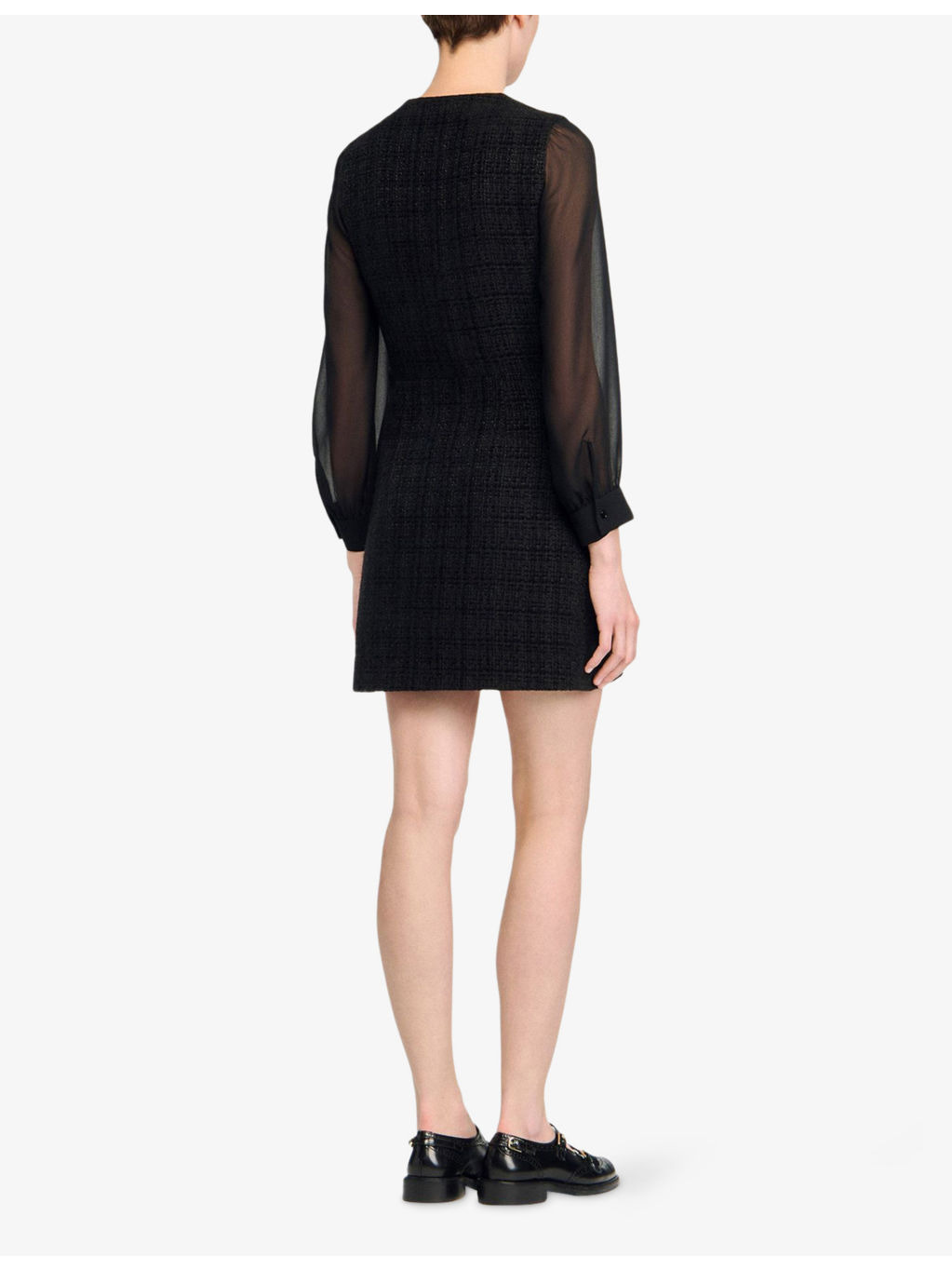 Round-Neck Button-Down Woven Mini Dress - 4