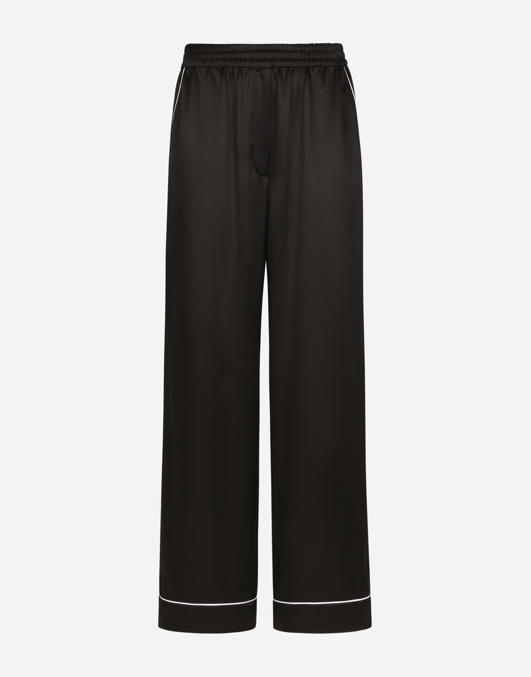 Silk pajama pants with contrasting piping - 1