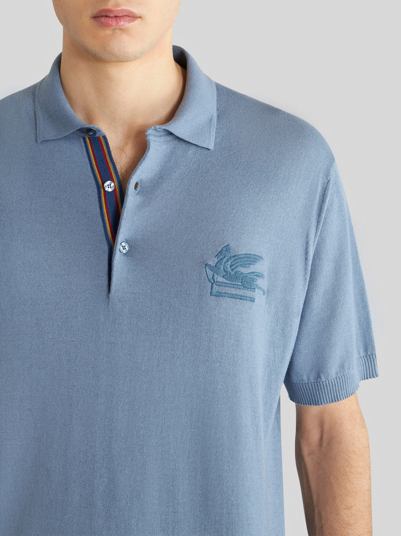 Etro CASHMERE AND COTTON POLO SHIRT WITH LOGO outlook