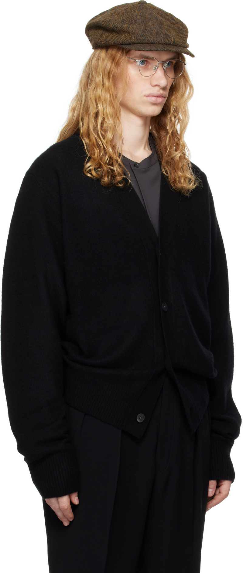 RAINMAKER KYOTO Black Oneside Raglan Sleeve Cardigan outlook