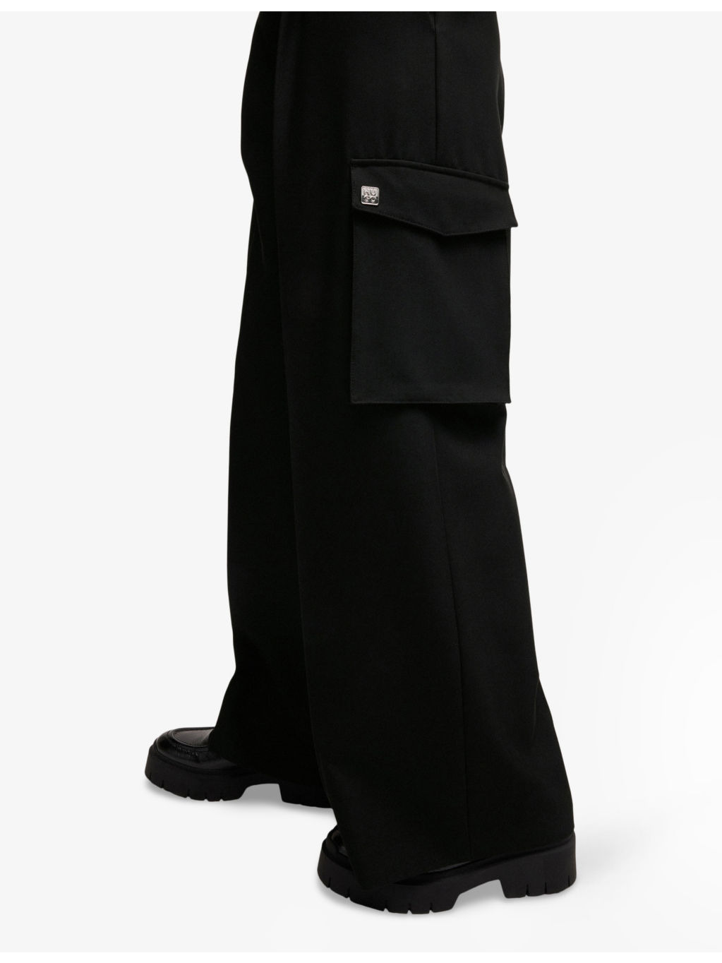 Flap-pocket wide-leg high-rise stretch-woven trousers - 5