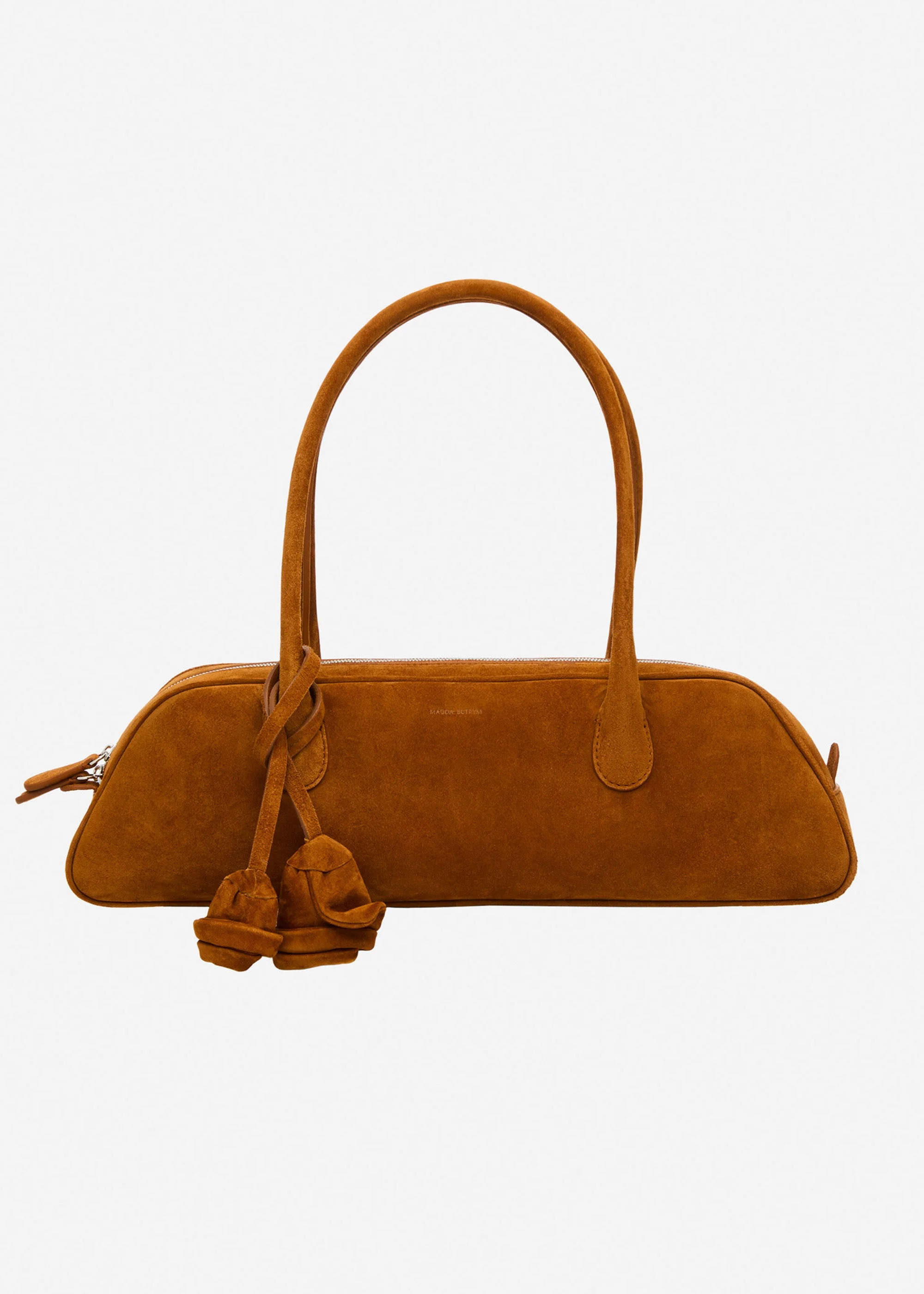 Brigitte trapeze in camel suede with flower charm - 1