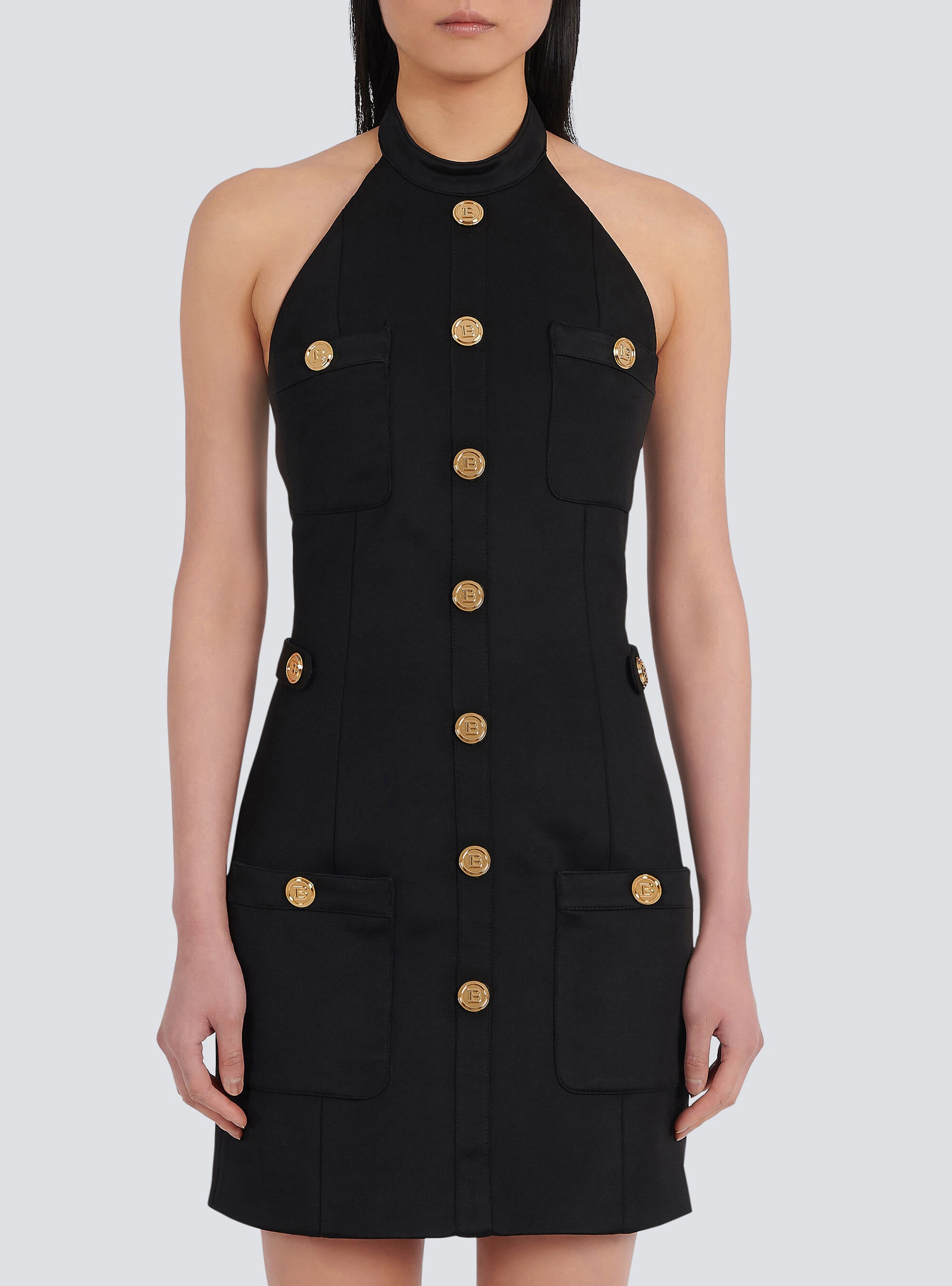 Open-back dress with gold-tone buttons - 6