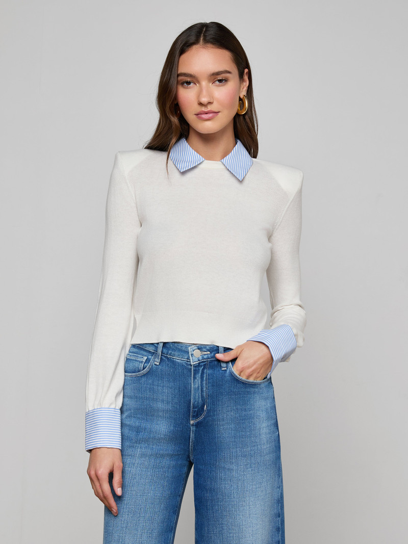 L'AGENCE April Poplin Collar Pullover outlook