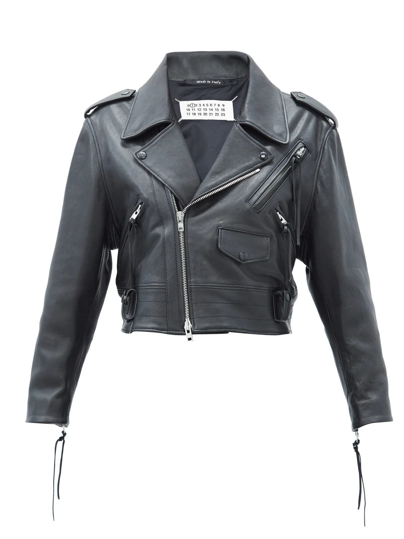 Cropped leather jacket - 1