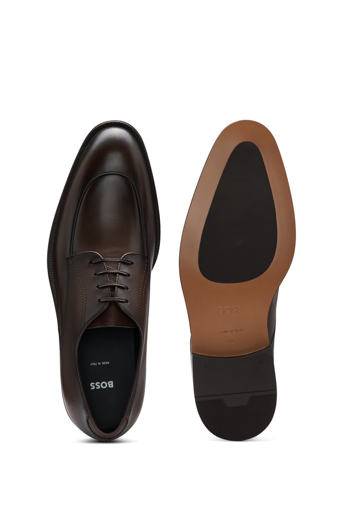 LEATHER DERBY SHOES WITH APRON TOE - 4