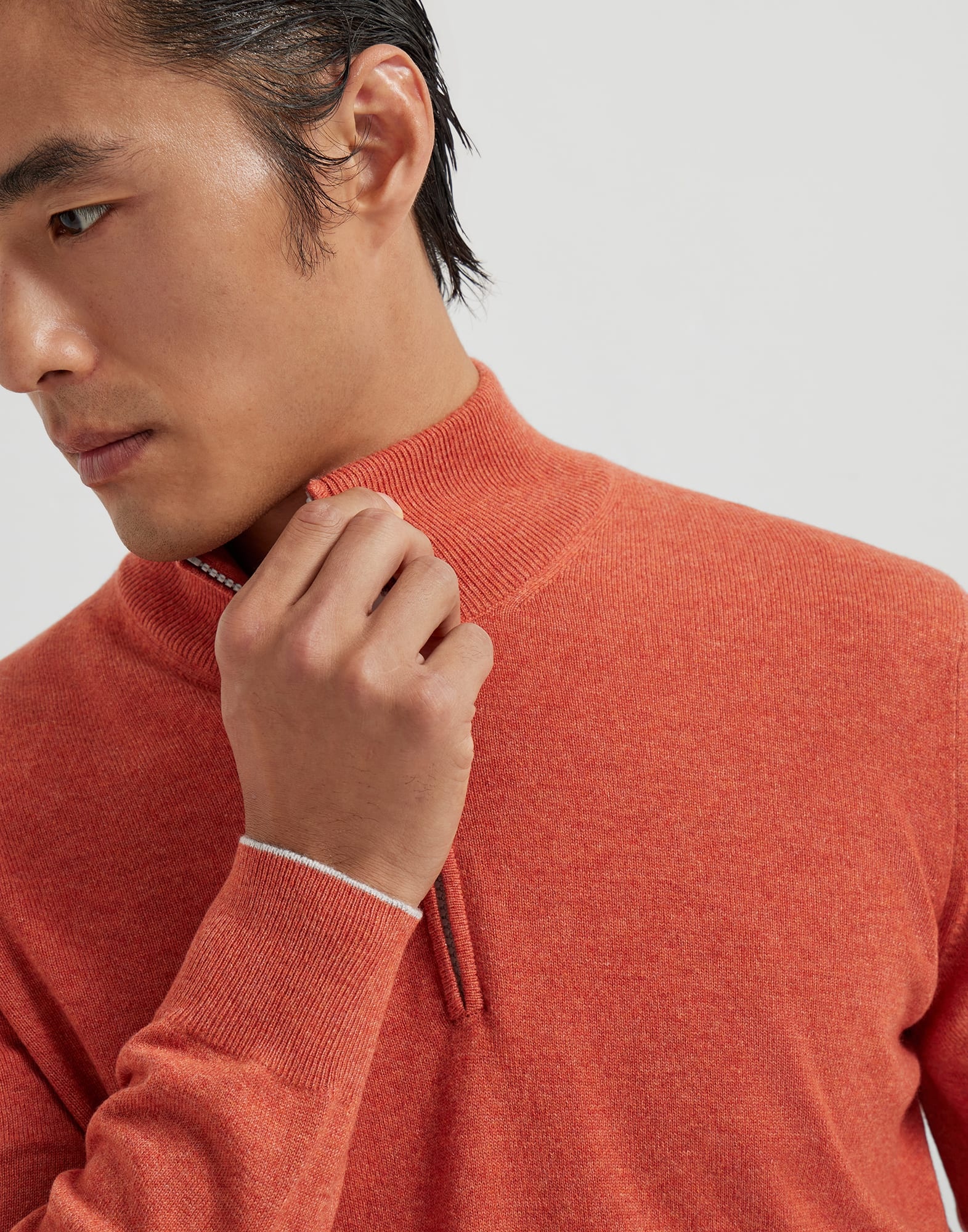 Cashmere sweater with half zip - 3
