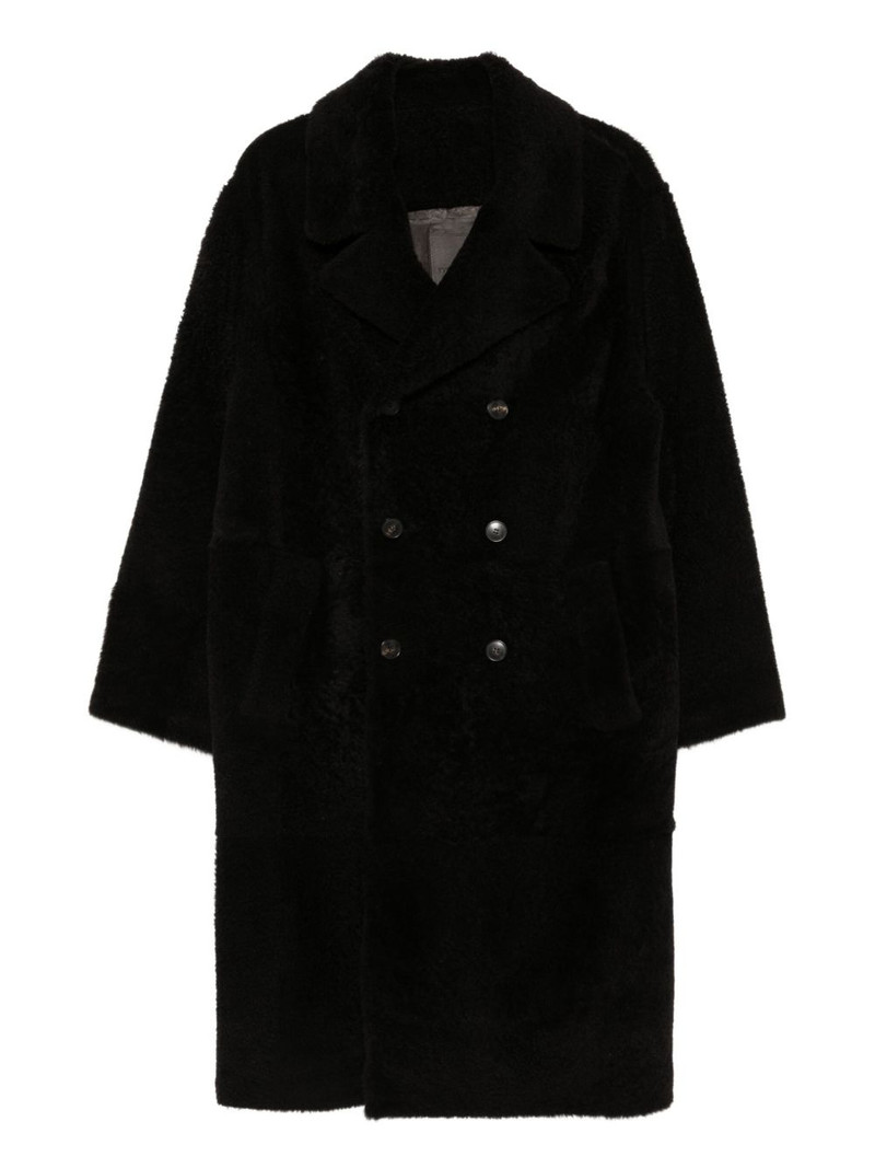 leather double-breasted coat 1
