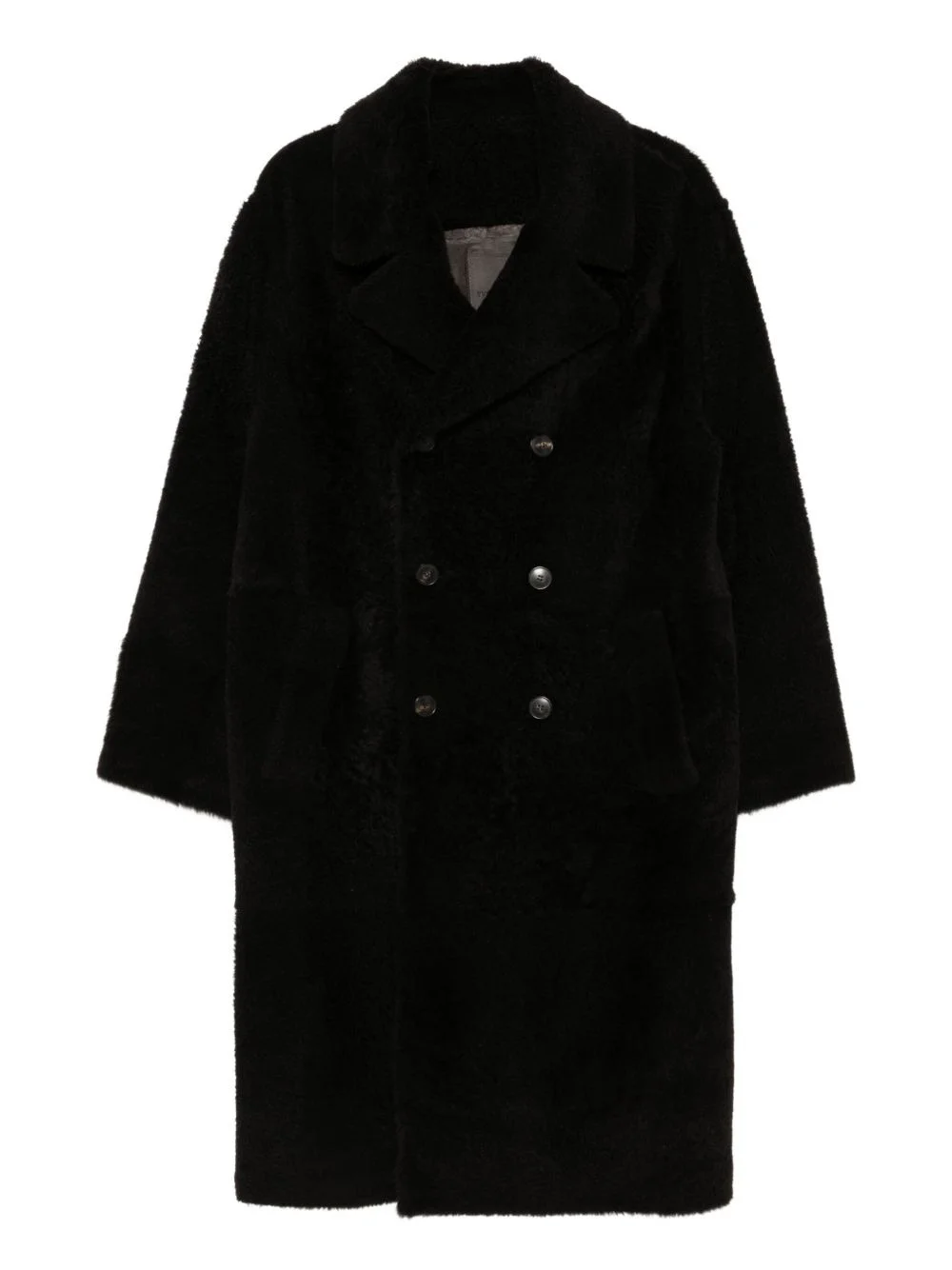 leather double-breasted coat - 1