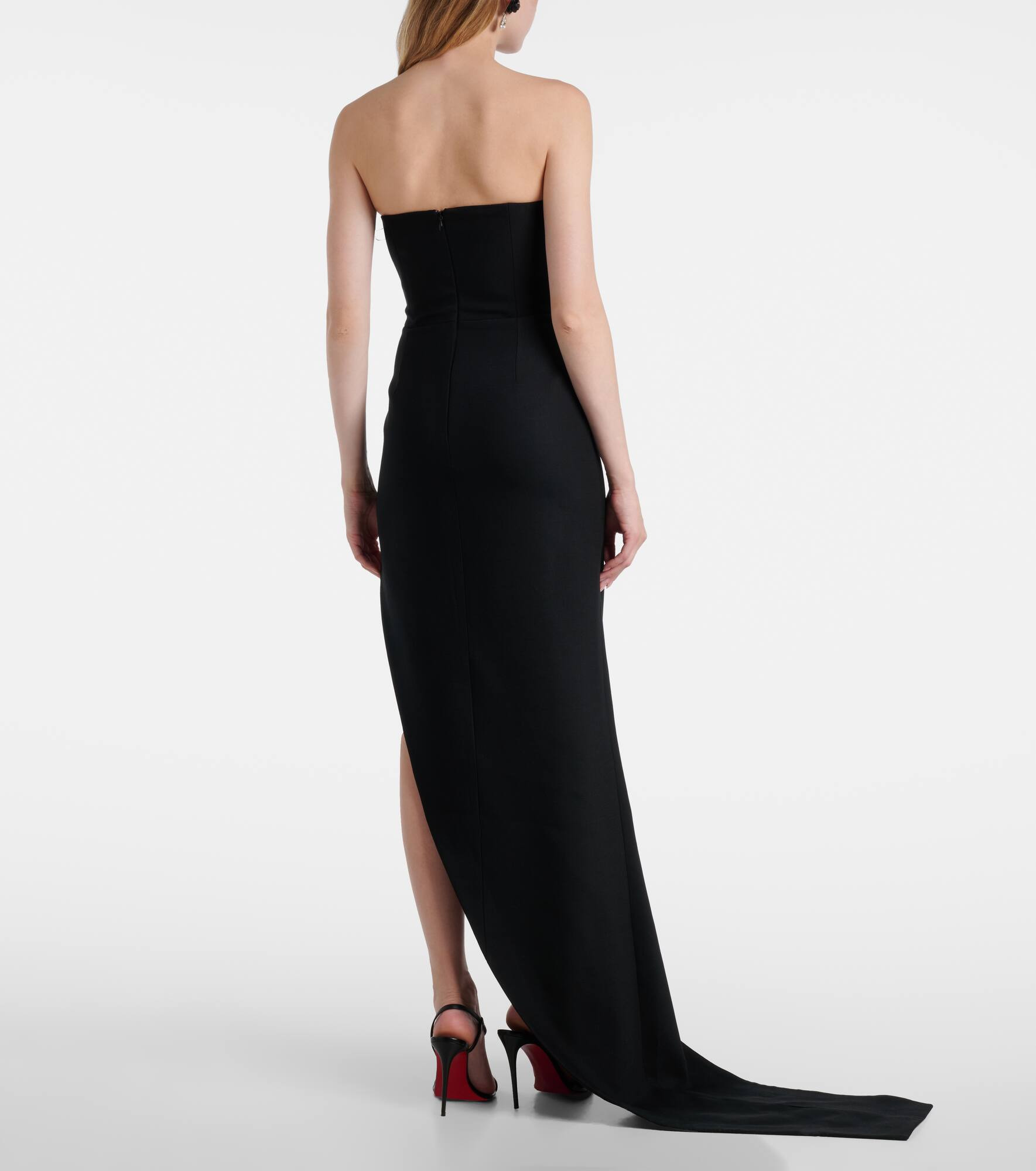Cutout asymmetric wool-blend gown - 3