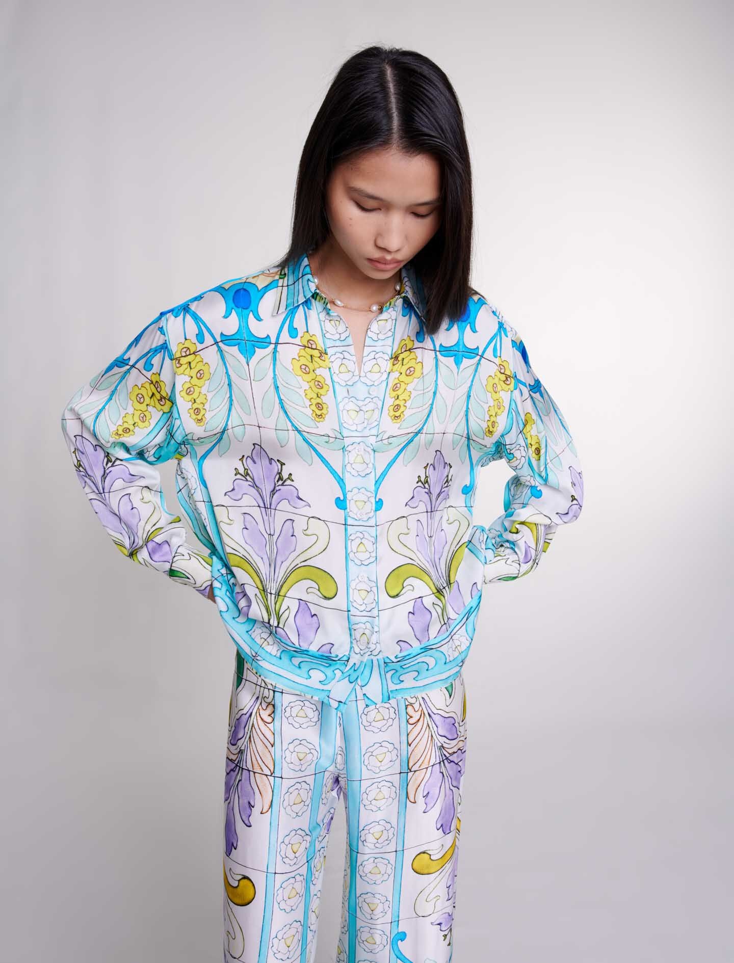 Satin-effect patterned shirt - 7
