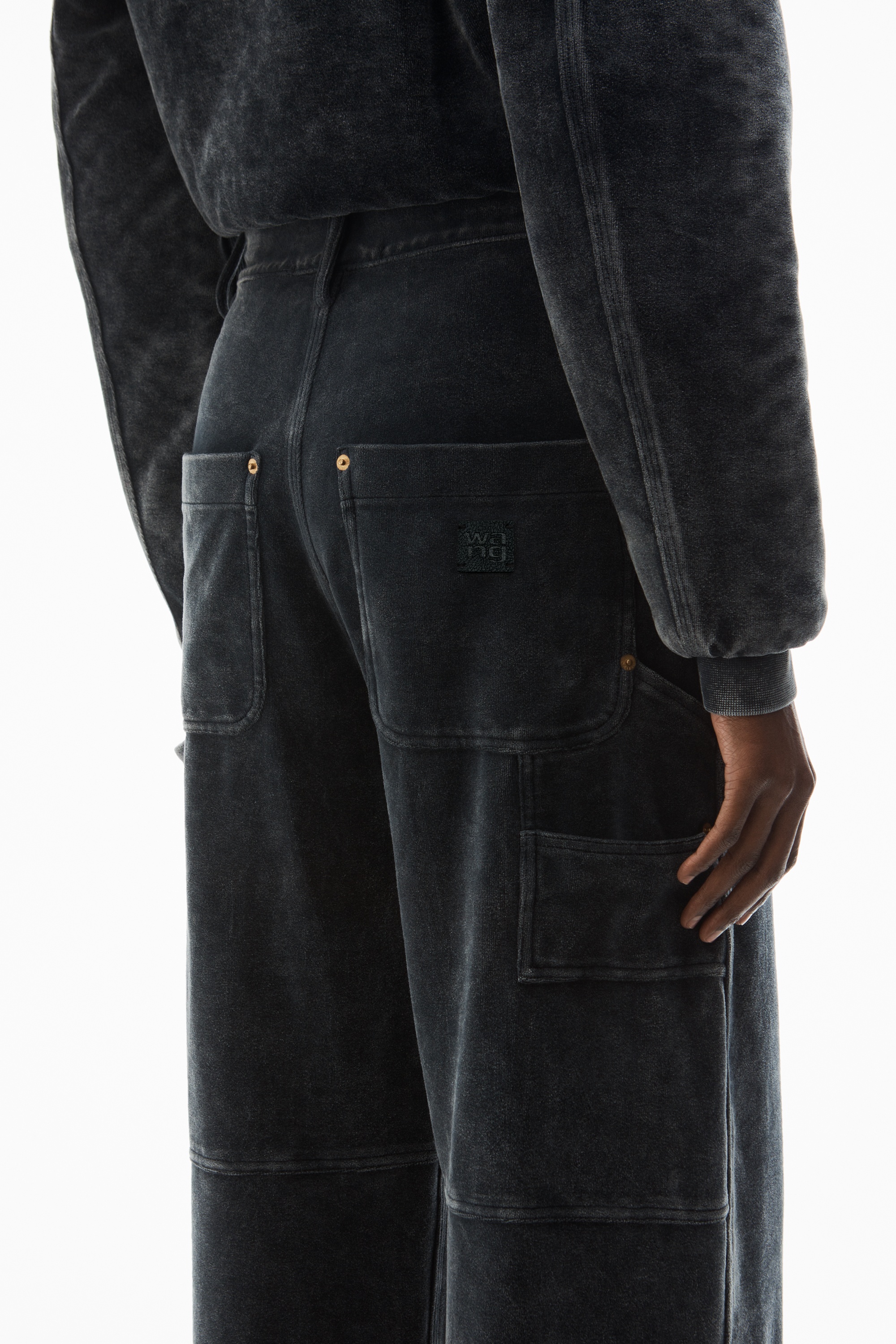 workwear pants in crushed velour - 6