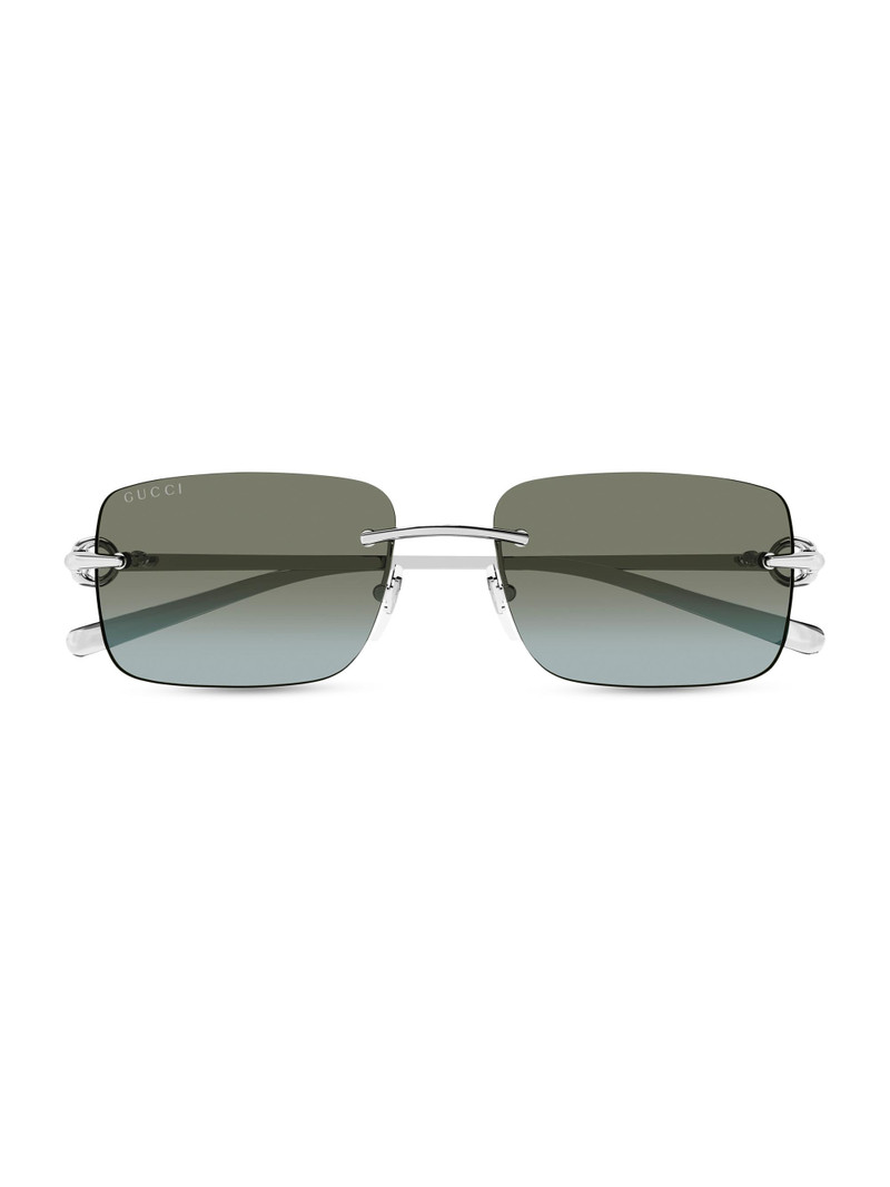 Men's Horsebit Top Bar 55MM Square Sunglasses - Silver Grey 1