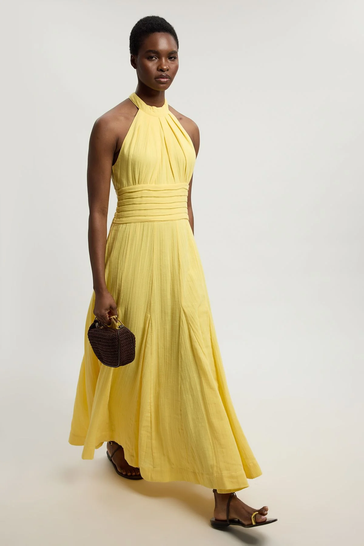 Double Cloth Halterneck Midi Dress - 1