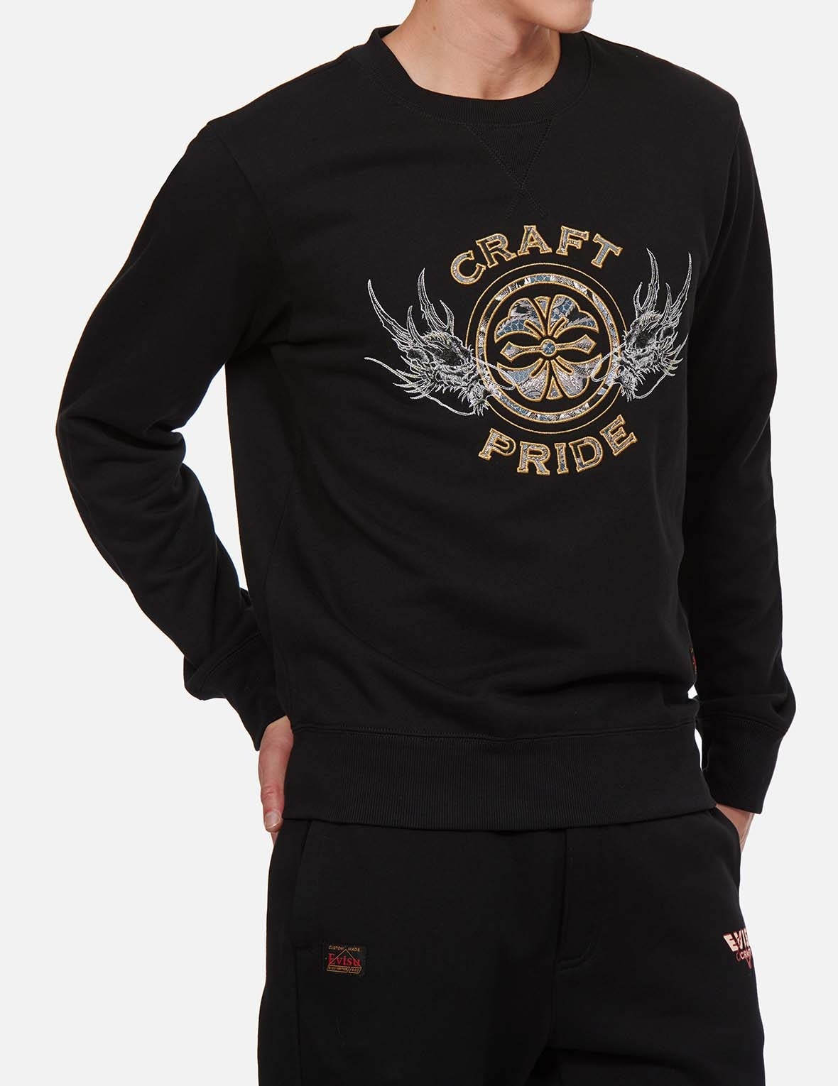 BROCADE KAMON APPLIQUÉ AND DRAGON EMBROIDERED SWEATSHIRT - 3