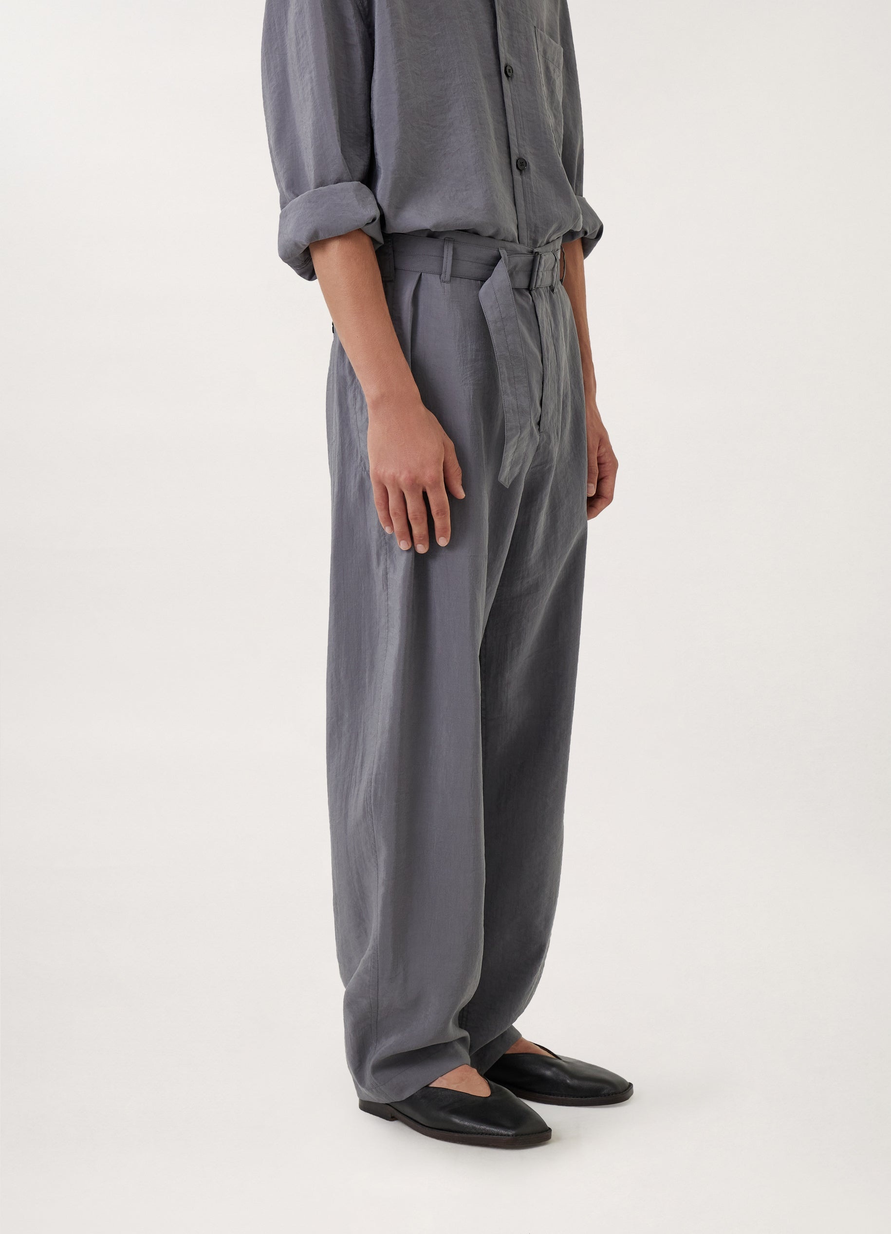 BELTED LOOSE PANTS - 4