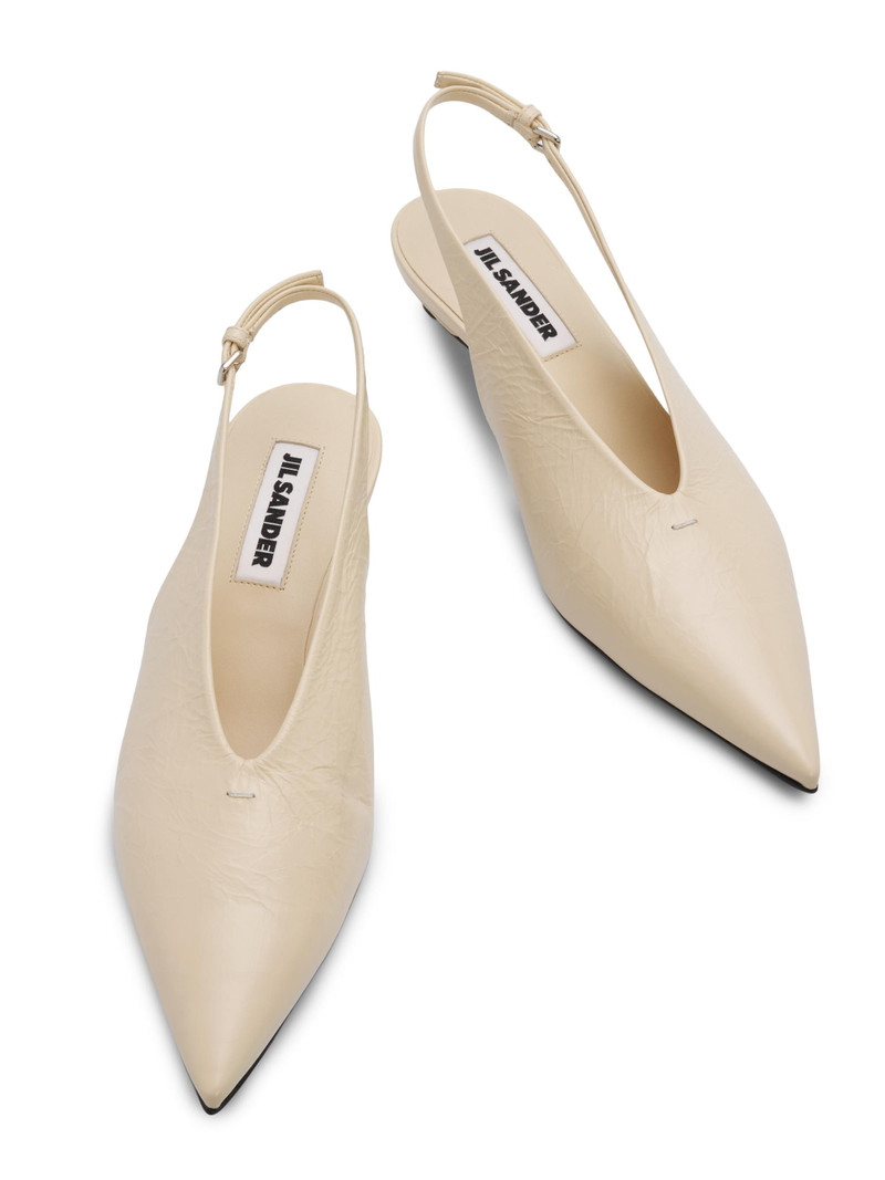 Women's 35MM Leather Slingback Kitten Heels - Bone 4