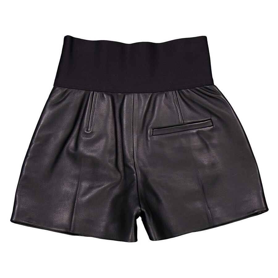 T by Alexander Wang Logo-Waistband Leather Shorts - 7