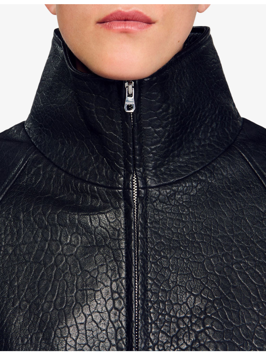 High-neck oversized leather jacket - 5