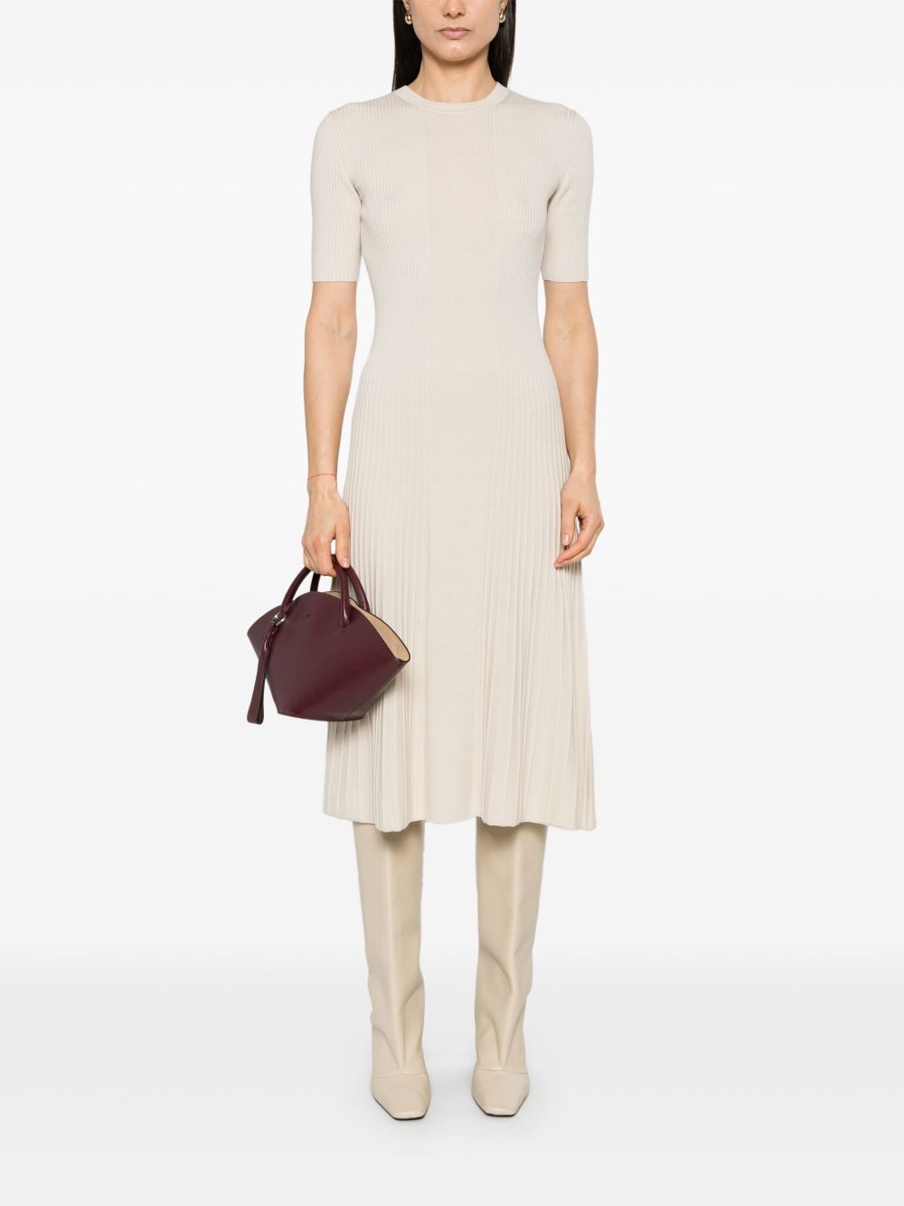 fine-ribbed midi dress - 2