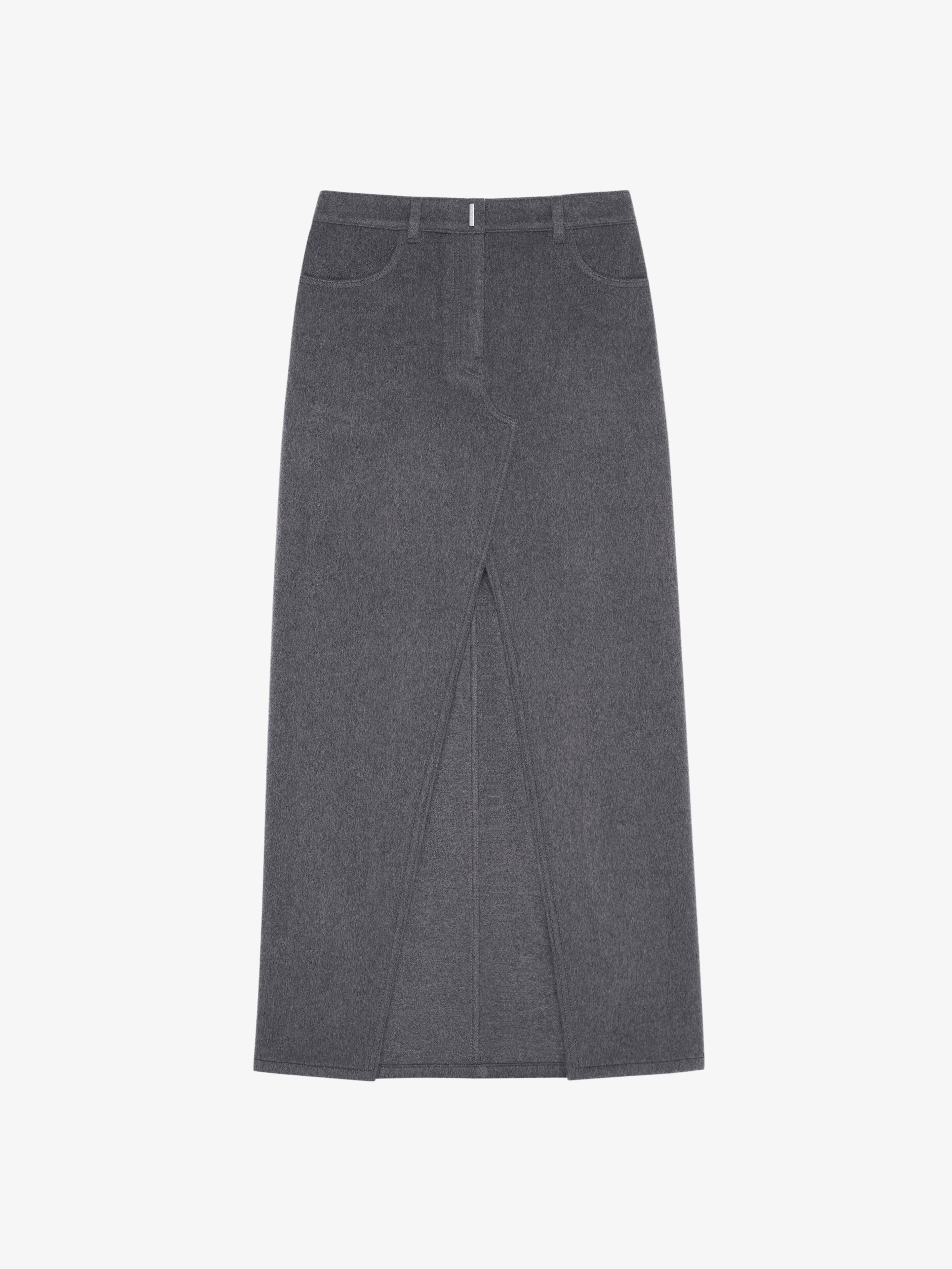 SKIRT IN WOOL AND CASHMERE WITH SLIT - 1