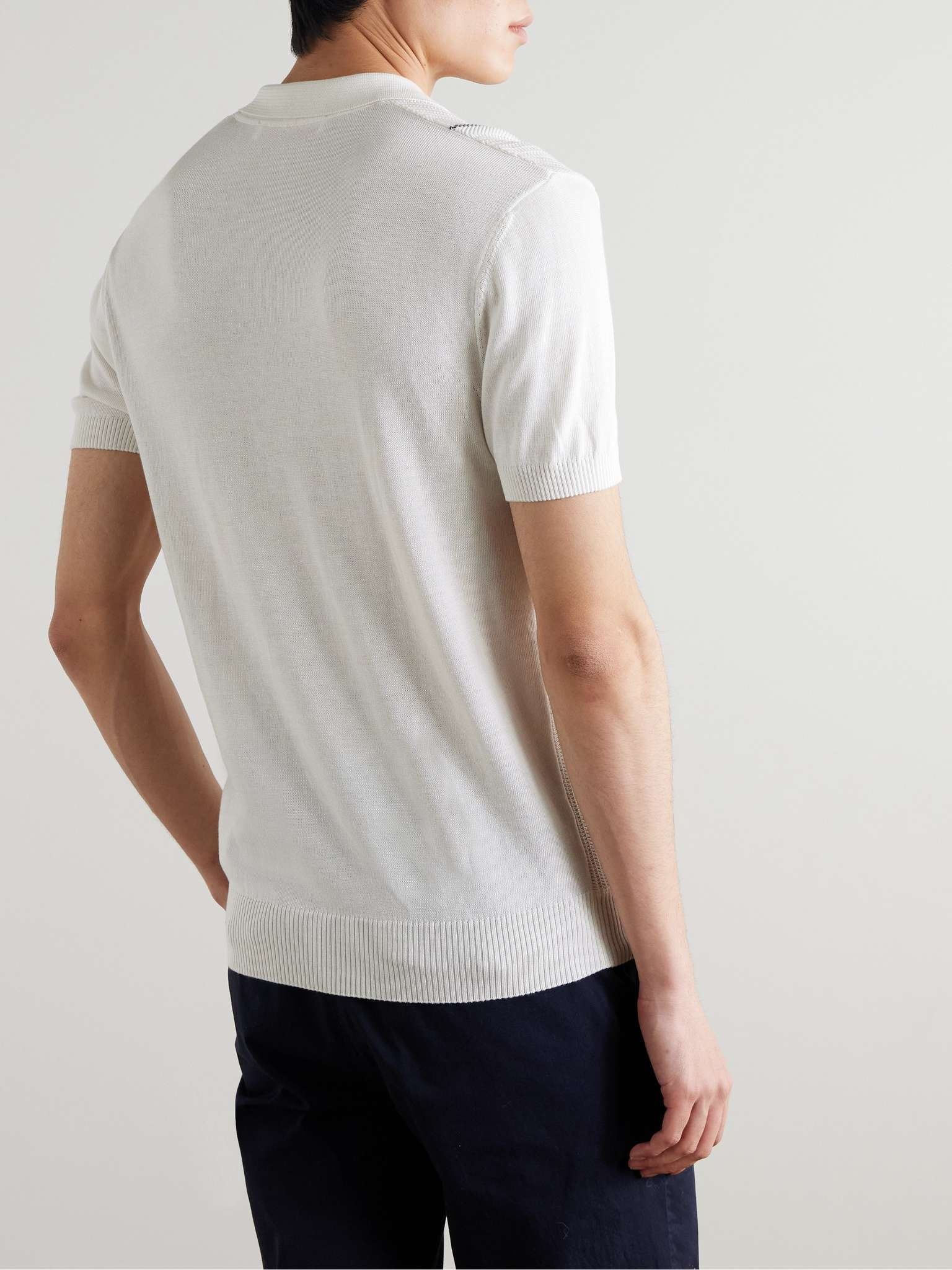 Horton Slim-Fit Ribbed Mulberry Silk and Organic Cotton-Blend Polo Shirt - 3