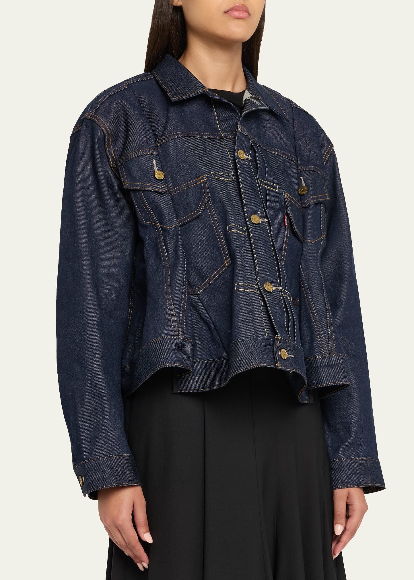 Denim Peplum Trucker Jacket - 4