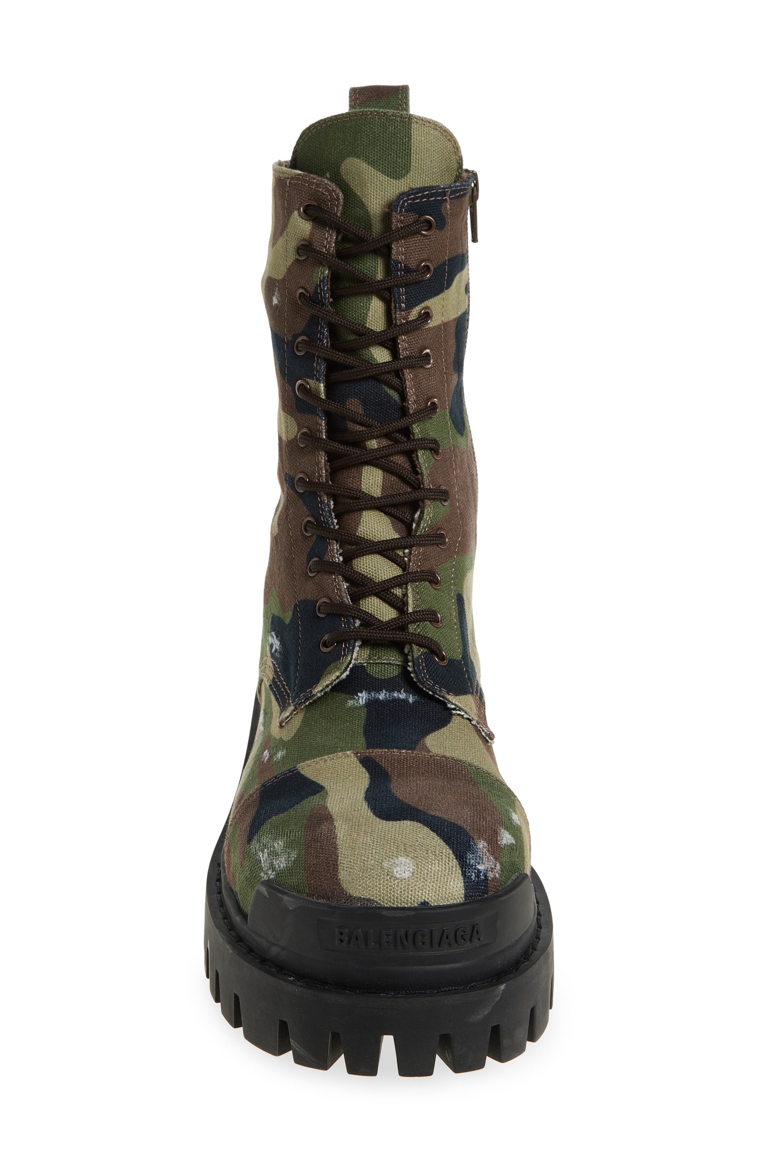Balenciaga Strike Camo Canvas Combat Boot in Dark Camo at Nordstrom - 4