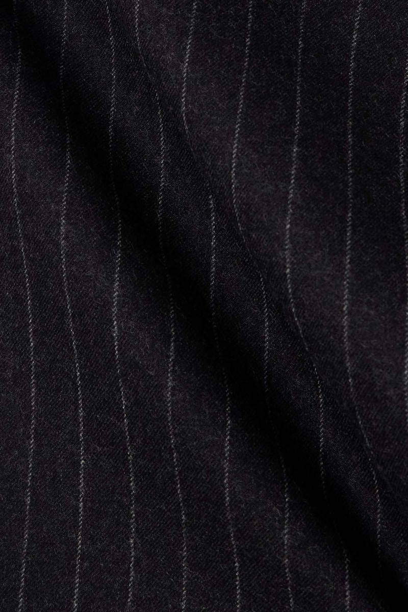 Layered pinstriped wool and satin maxi wrap skirt 5