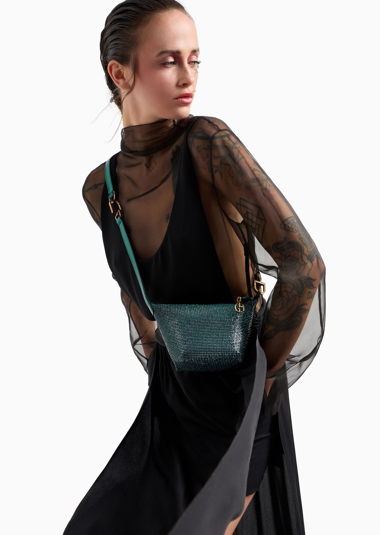 La Prima Soft mini handbag in metallic knit with rhinestones - 7