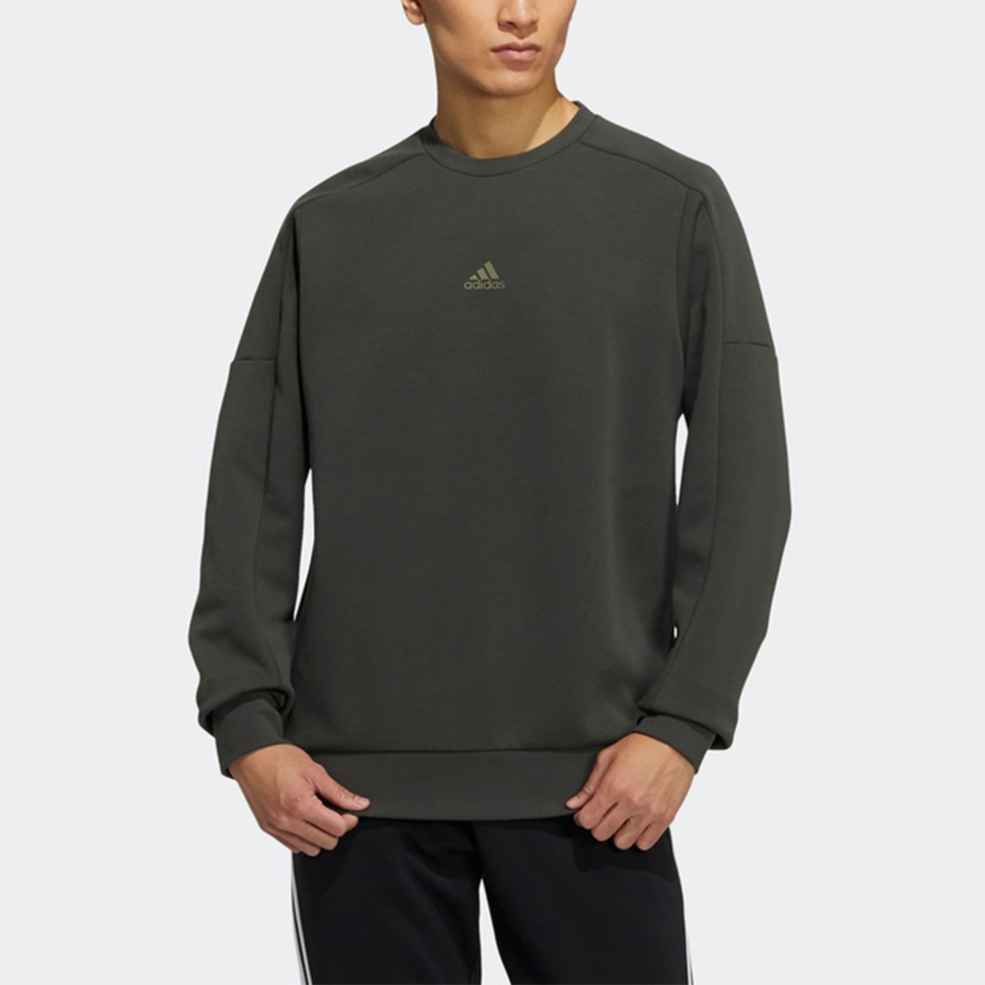 Men's adidas Crew Swert Logo Sports Pullover Dark Brown HD0350 - 3