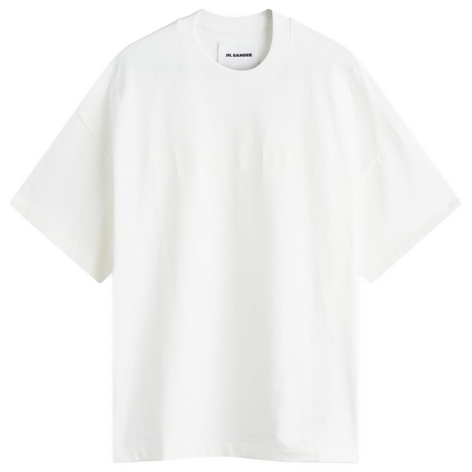 【JIL SANDER】Stiff Lightweight Cotton Long Sleeve Natural Jil Sander Men's Long Sleeve Logo T-Shirt in Thyme Green Jil