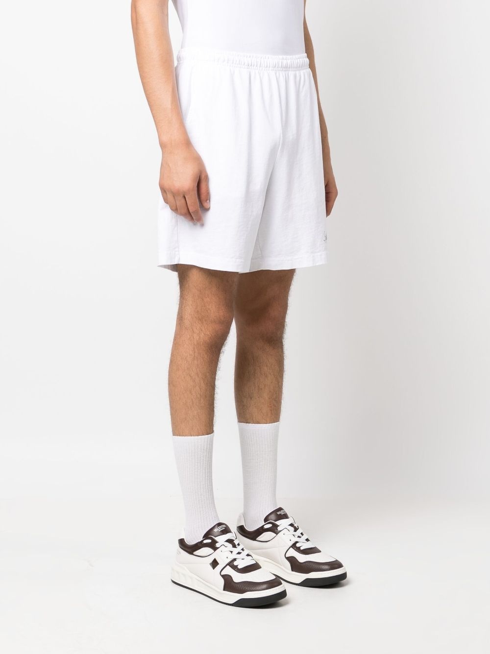 logo-print cotton track shorts - 4