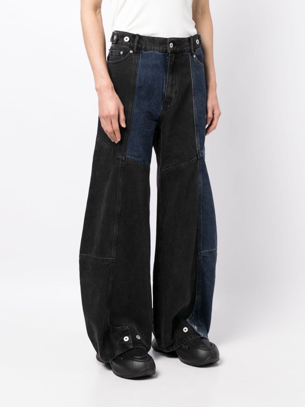 patchwork wide-leg jeans - 3